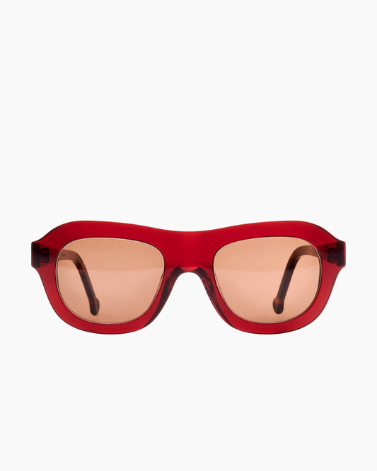 burgundy plastic aviator  sunglassesby Marie-Sophie Dion model AlainSun, front view, lunettes de vue aviateur couleur bourgogne
