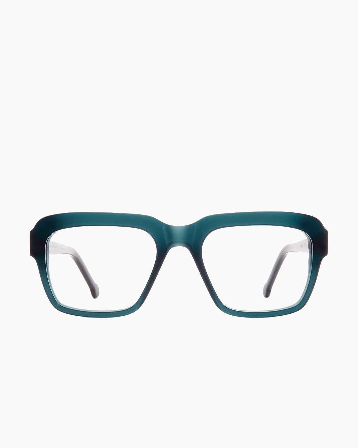 green plastic rectangle eyeglasses by Marie-Sophie Dion model Jeanson, front view, lunettes de vue rectangle couleur vert