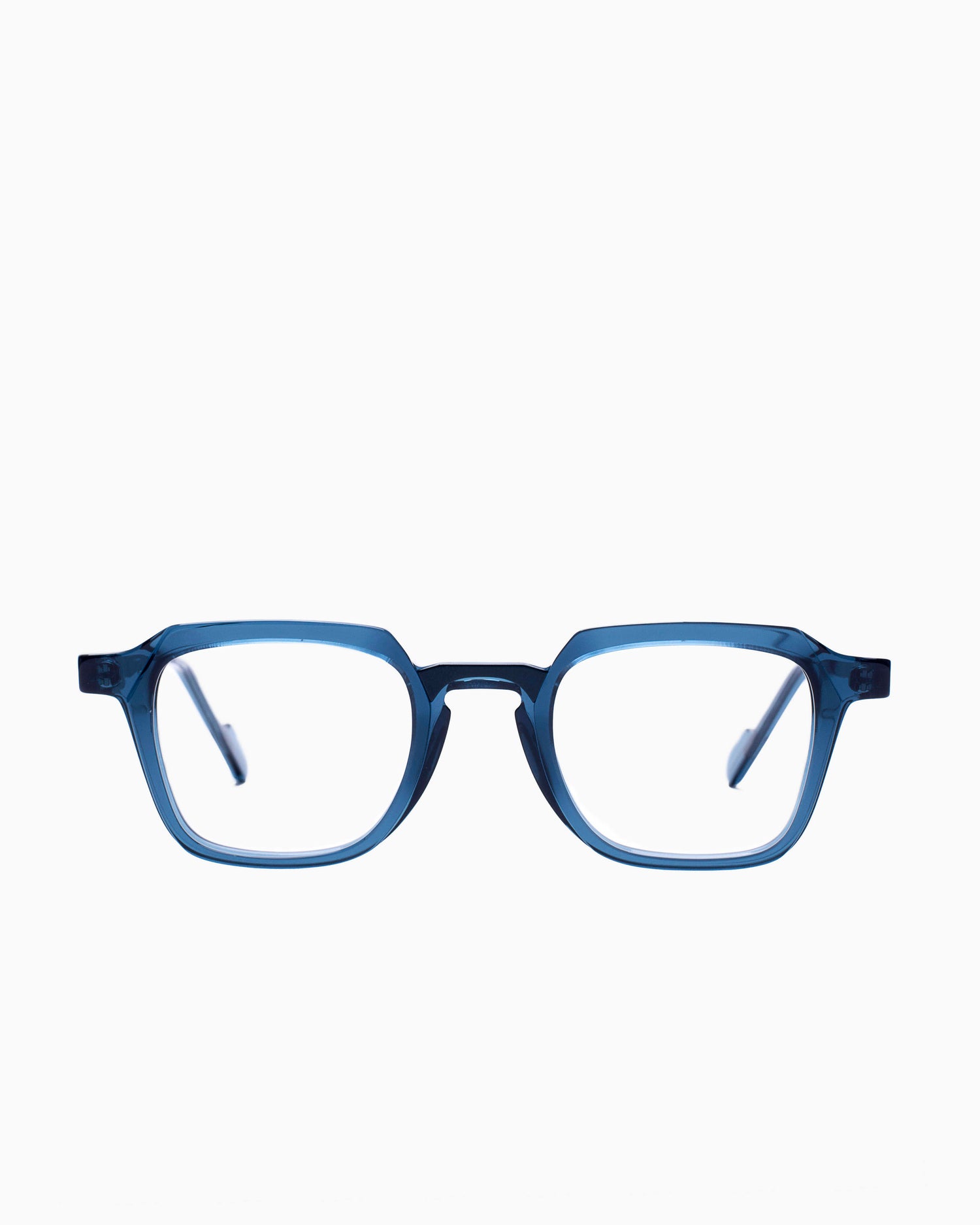 blue plastic rectangle eyeglasses by Anne et Valentin model Henri, front view, lunettes de vue rectangle couleur Bleu