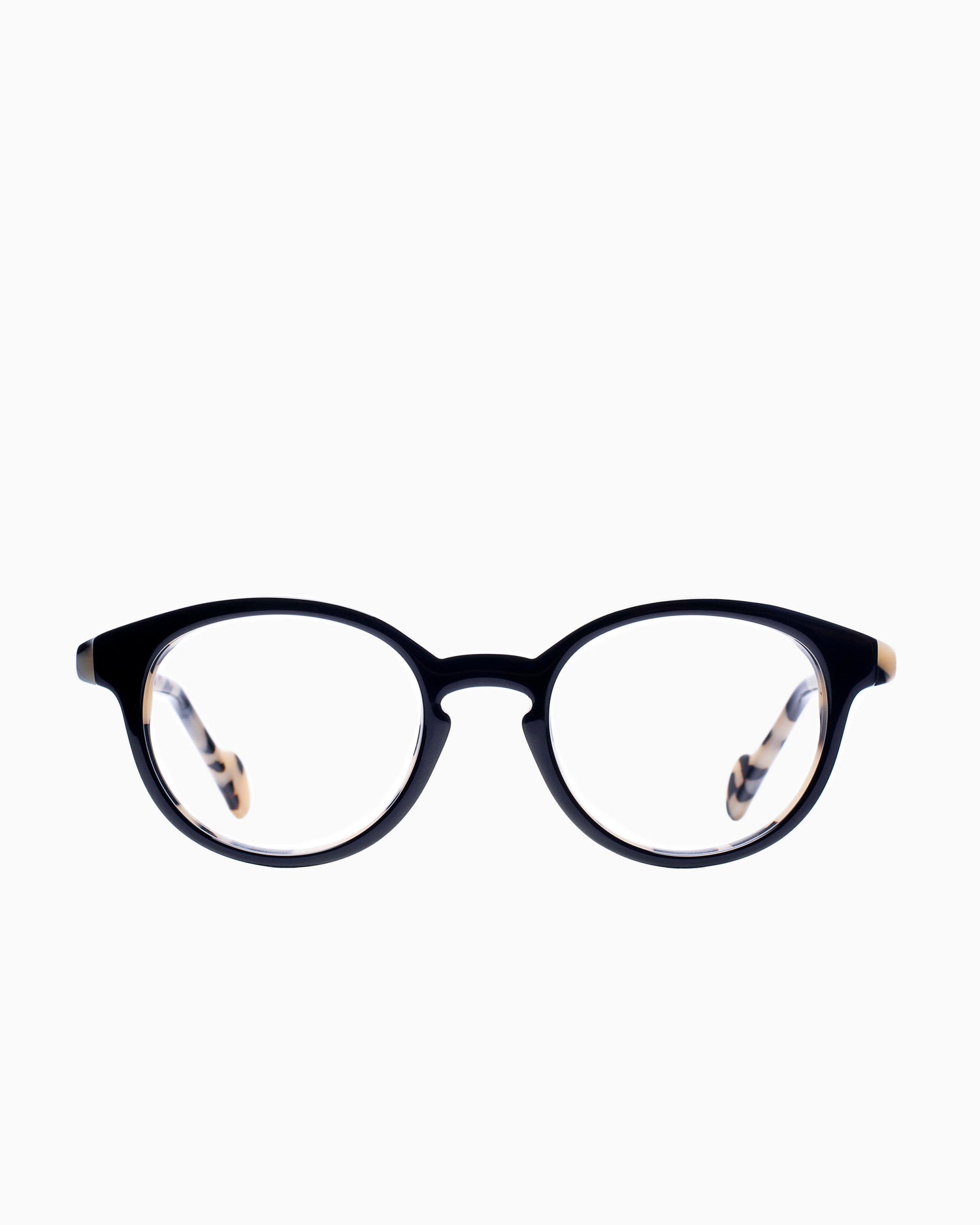 black plastic oval eyeglasses by Nao Ned model Monforz, front view, lunettes de vue Noir 