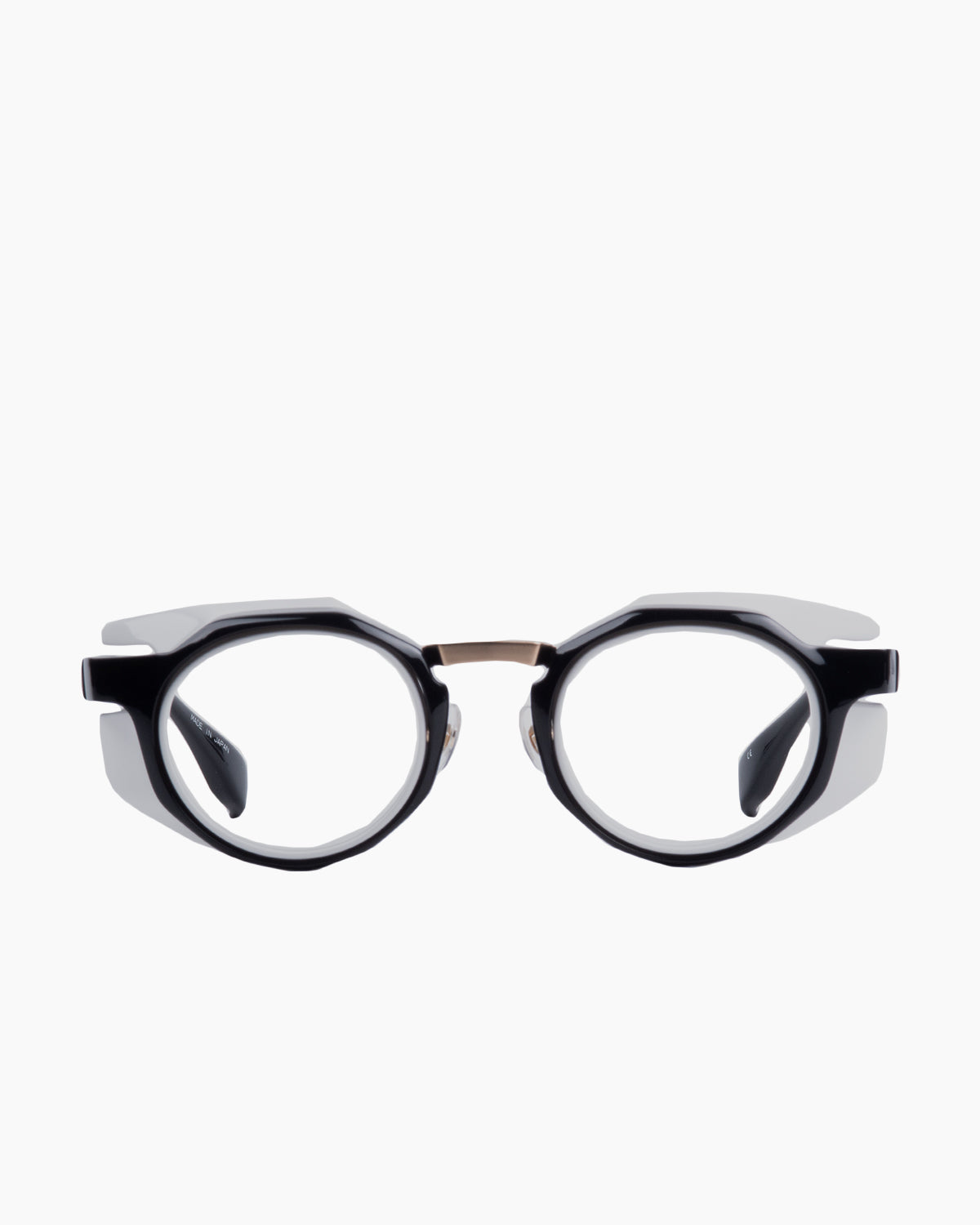 black plastic round eyeglasses by Factory 900 model RF056, front view, lunettes de vue Noir rond