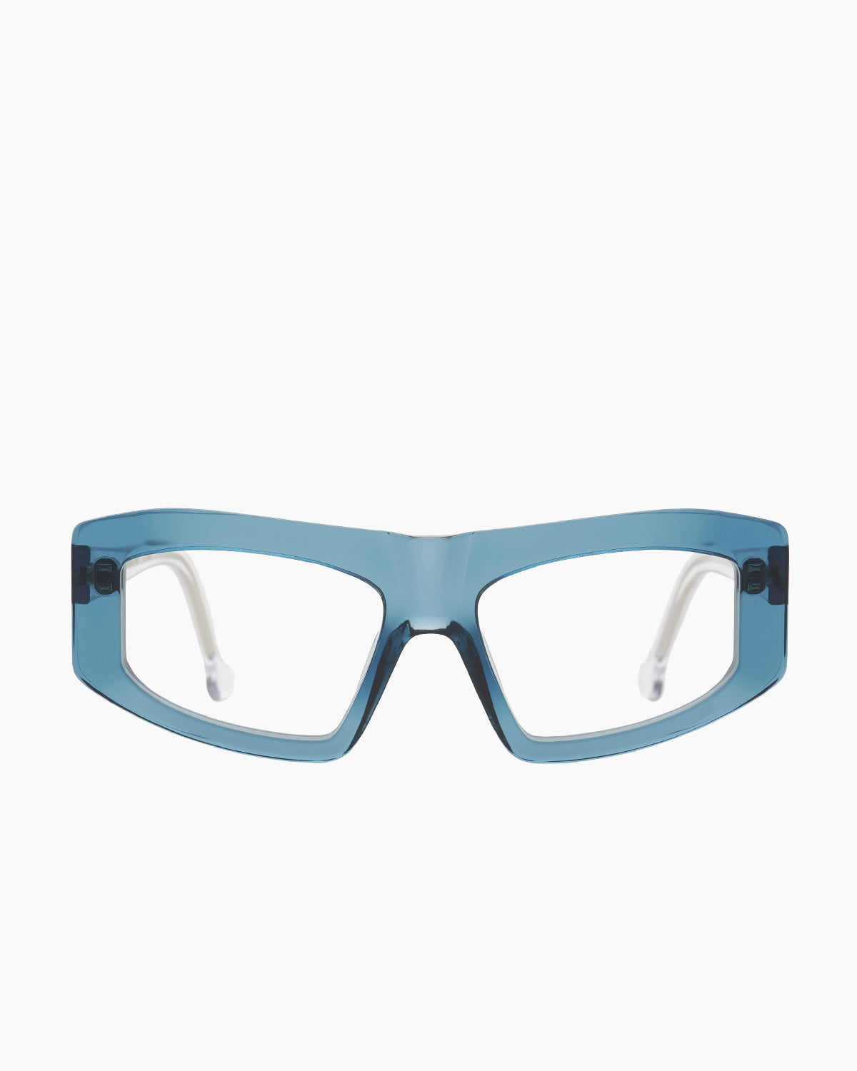 blue plastic rectangle eyeglasses by Marie-Sophie Dion model Marquis, front view, lunettes de vue Bleu rectangle