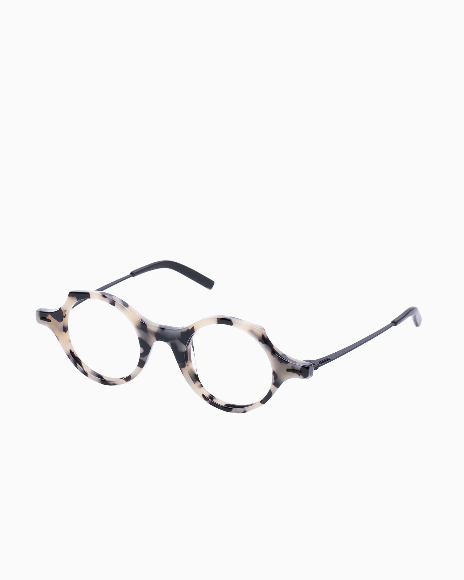 tortoise plastic round eyeglasses by Theo model patatas, front view, lunettes de vue Écaille de tortue rond