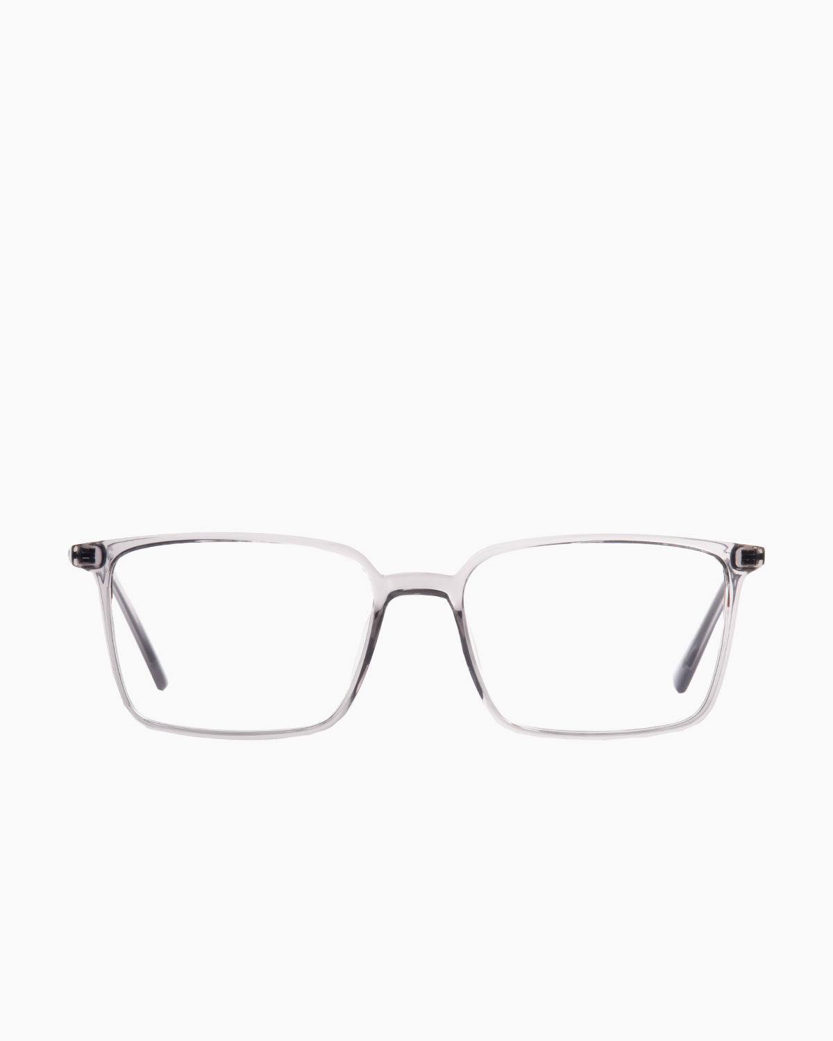 grey plastic rectangle eyeglasses by Evolve model El2, front view, lunettes de vue rectangle couleur gris
