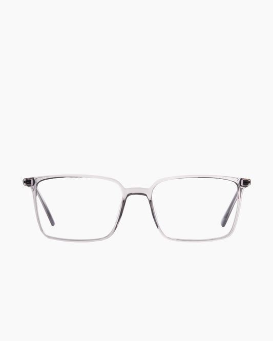 grey plastic rectangle eyeglasses by Evolve model El2, front view, lunettes de vue rectangle couleur gris
