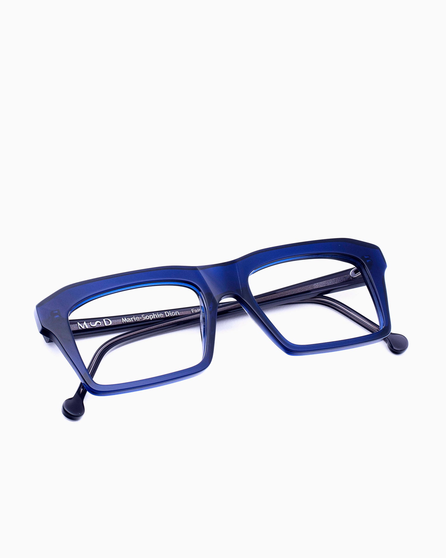 blue plastic rectangle eyeglasses by Marie-Sophie Dion model Kirk, front view, lunettes de vue Bleu rectangle