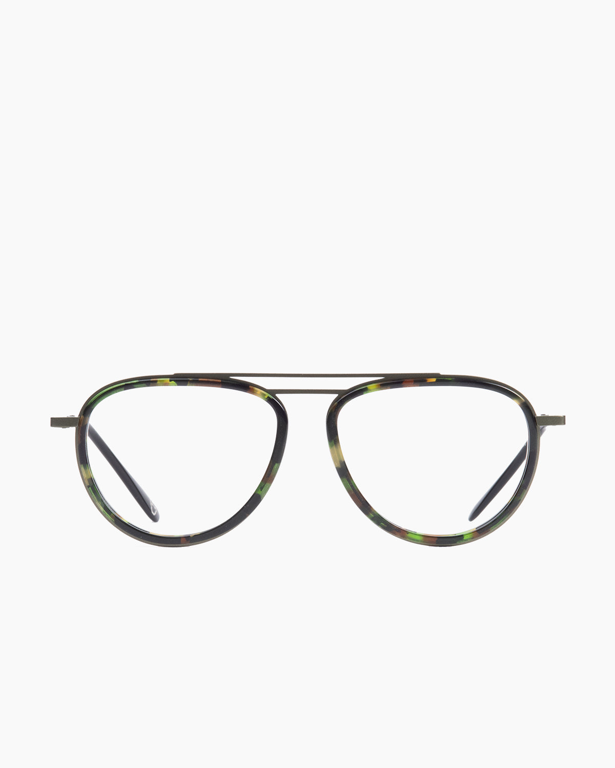 green plastic aviator eyeglasses by La Petite Lunette Rouge model Miranon, front view, lunettes de vue Vert aviateur