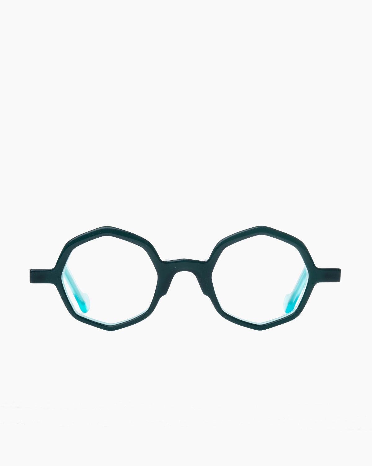 turquoise plastic octogon eyeglasses by Anne et Valentin model Adelys, front view, lunettes de vue octogone couleur turquoise
    >
  </div>
  <button class=