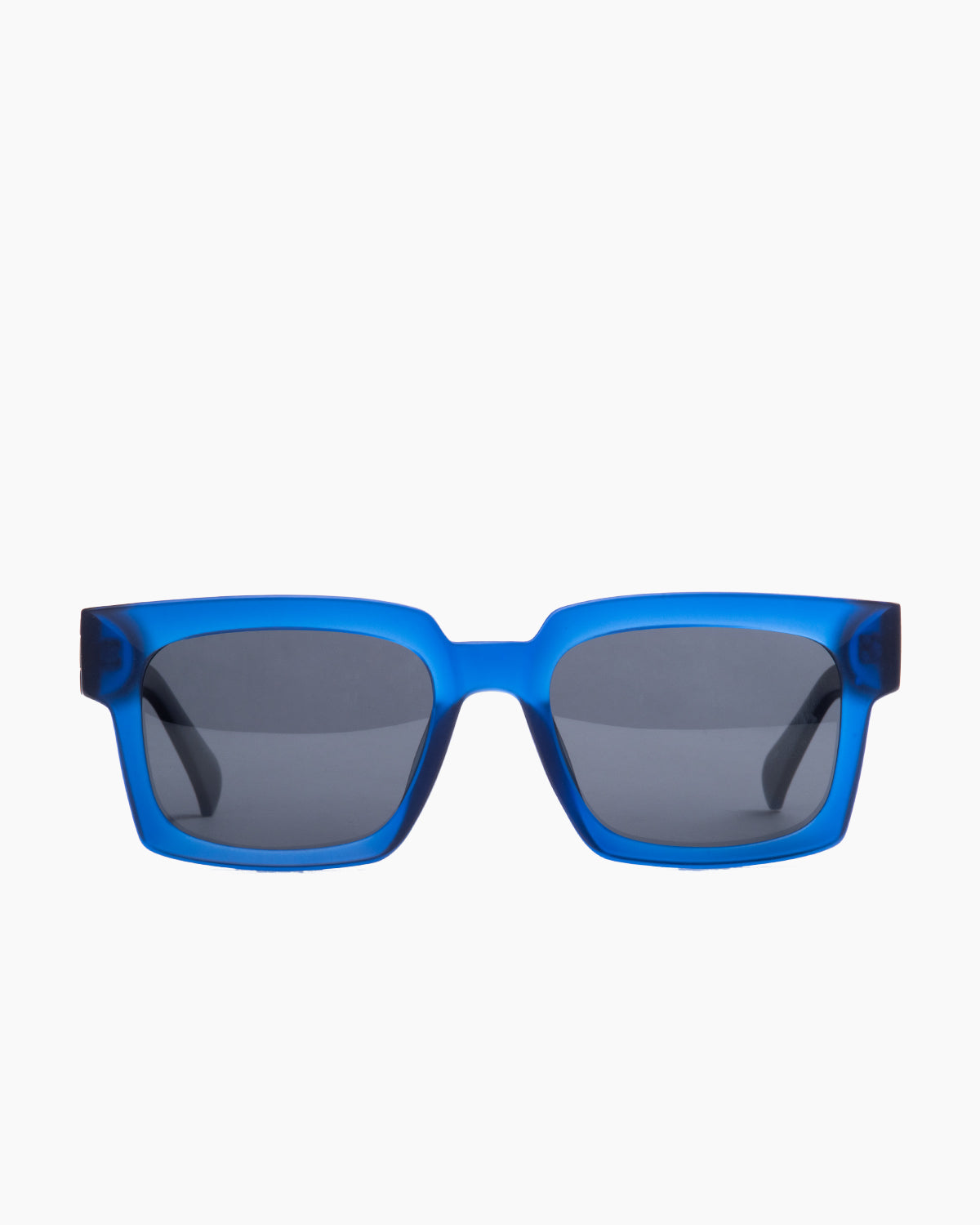 blue plastic rectangle  sunglassesby Evolve model ELS6, front view, lunettes de vue rectangle couleur bleu