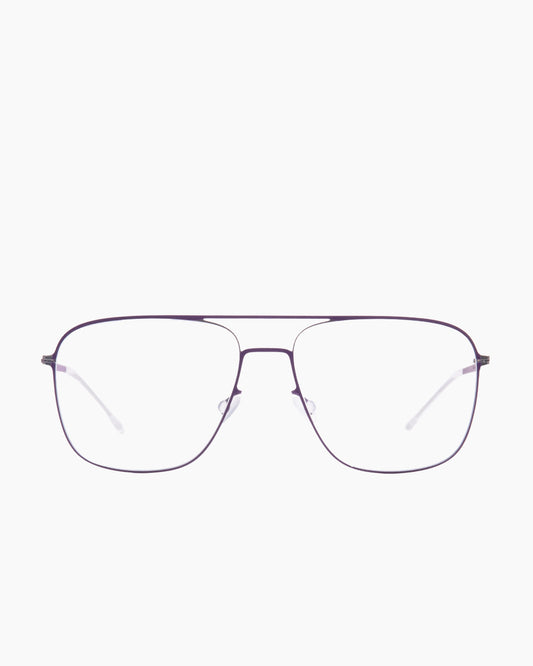 purple metal aviator eyeglasses by Mykita model Steen, front view, lunettes de vue aviateur couleur violet