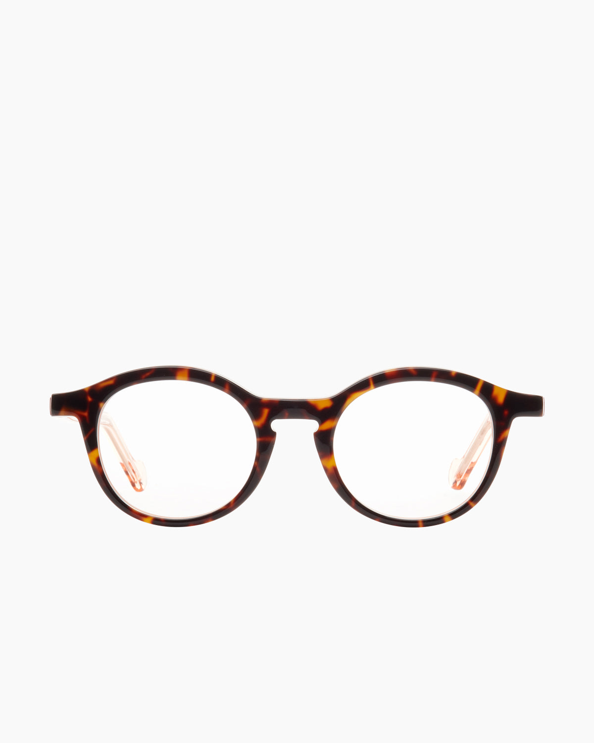 tortoise plastic round eyeglasses by Anne et Valentin model Albertine, front view, lunettes de vue rond couleur écaille de tortue