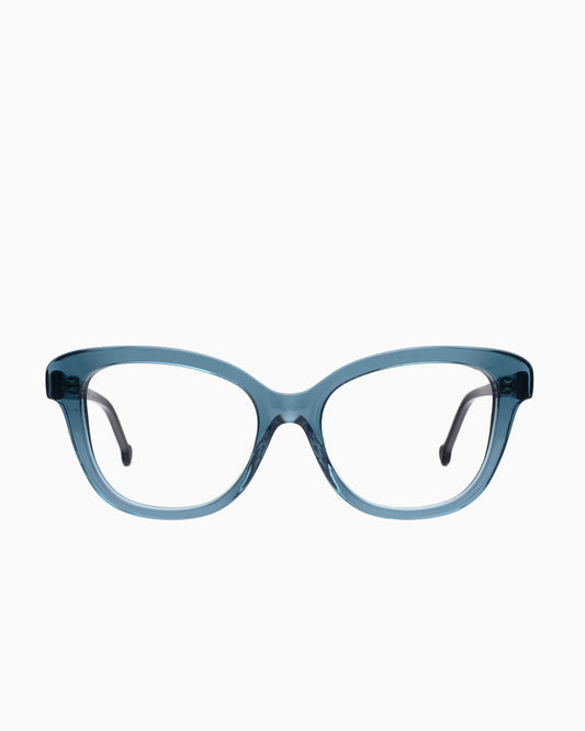 blue plastic butterfly eyeglasses by Marie-Sophie Dion model Lamy, front view, lunettes de vue papillon couleur Bleu