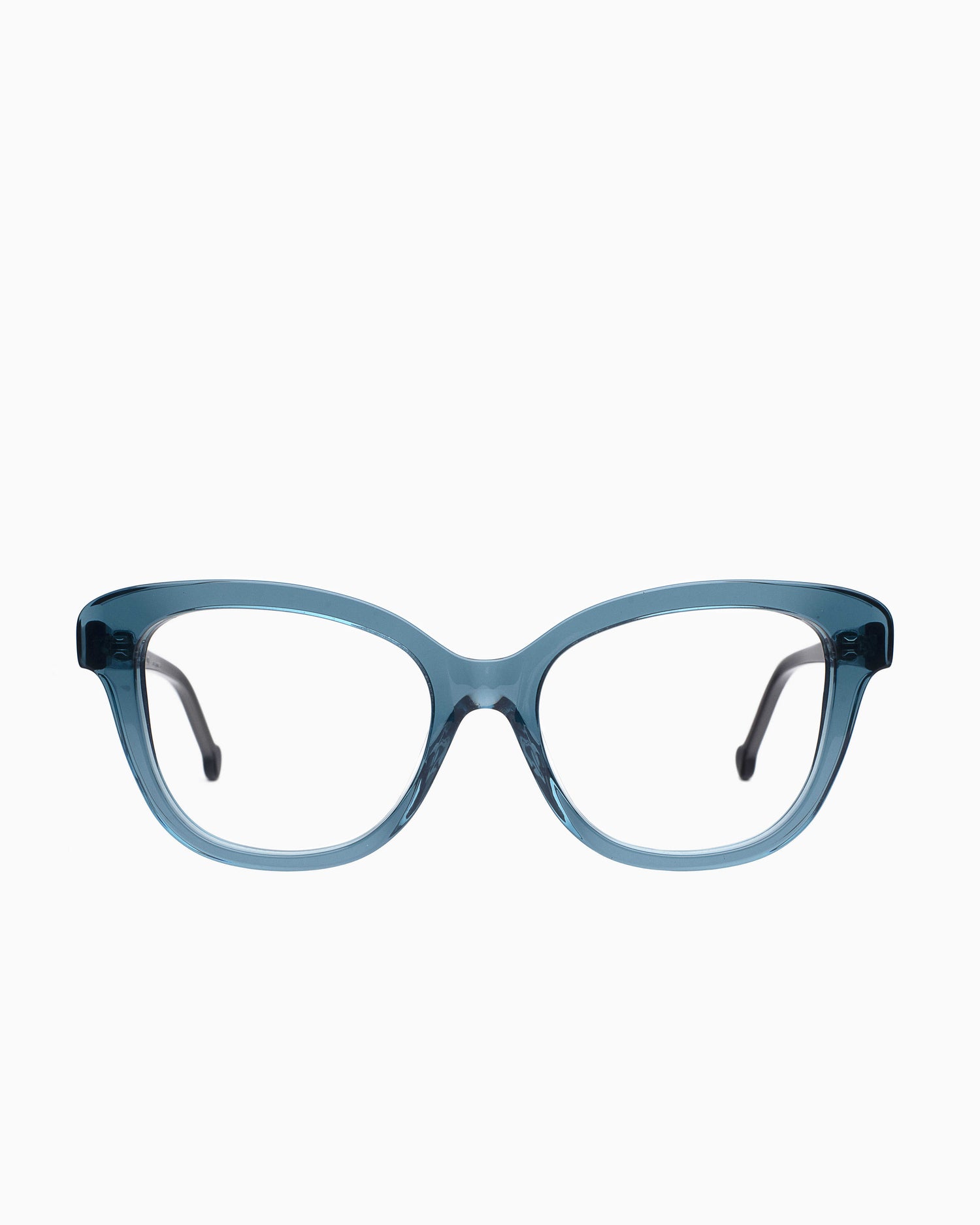 blue plastic butterfly eyeglasses by Marie-Sophie Dion model Lamy, front view, lunettes de vue papillon couleur Bleu