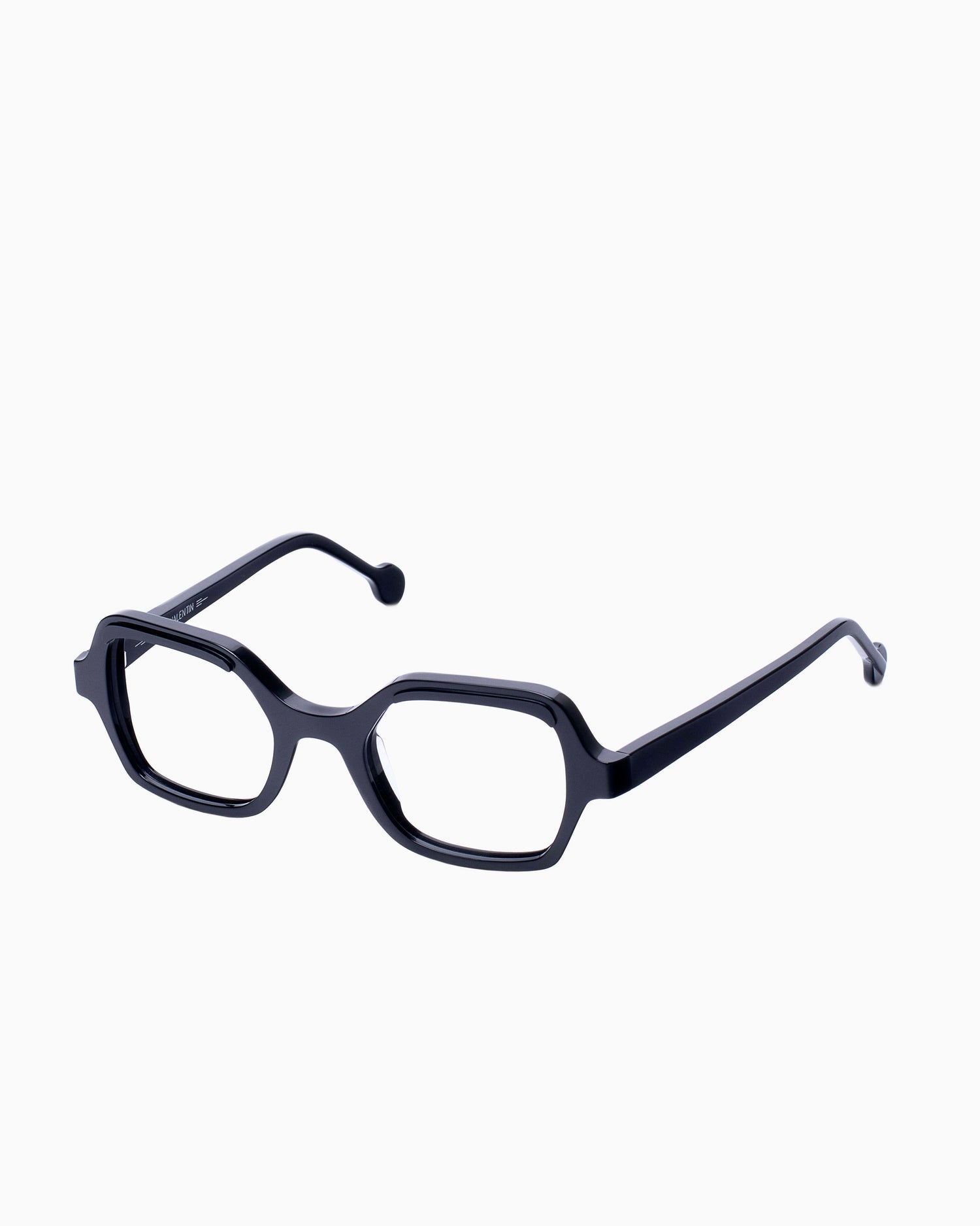 black plastic butterfly eyeglasses by Anne et Valentin model Iwish, front view, lunettes de vue Noir papillon