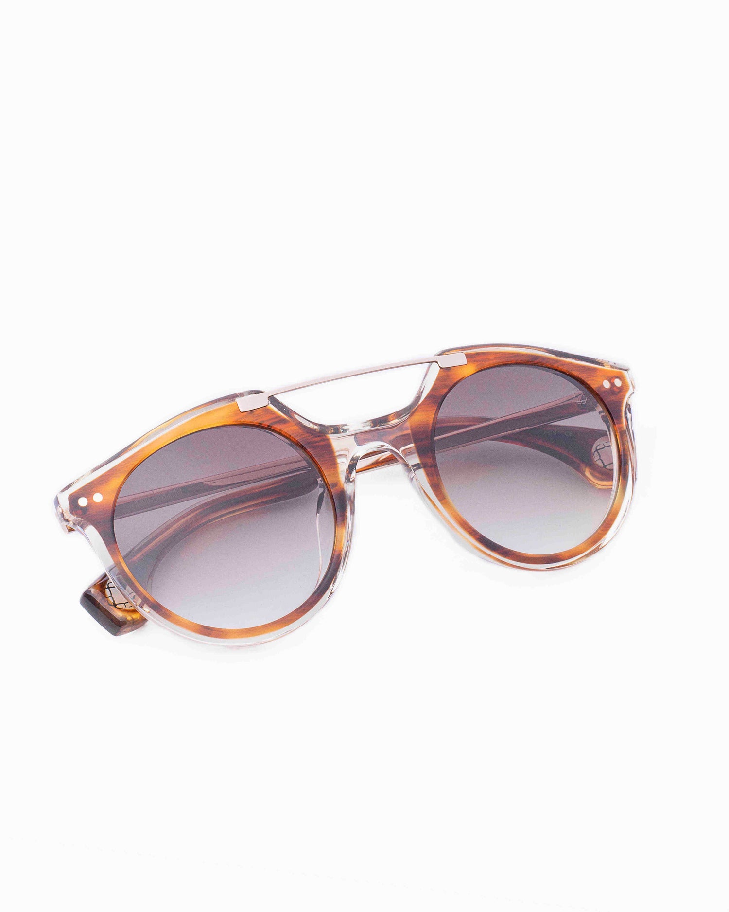 tortoise plastic aviator  sunglassesby Blake Kuwahara model Eichler, front view, lunettes de vue Écaille de tortue aviateur