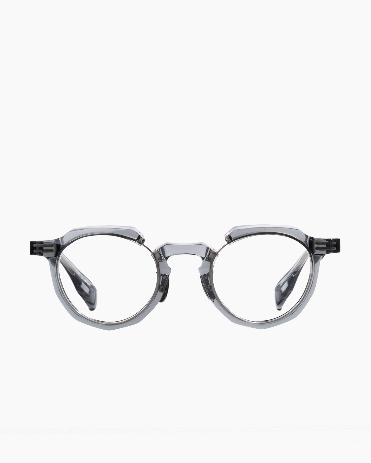 grey plastic round eyeglasses by Factory 900 model RF-171, front view, lunettes de vue gris rond