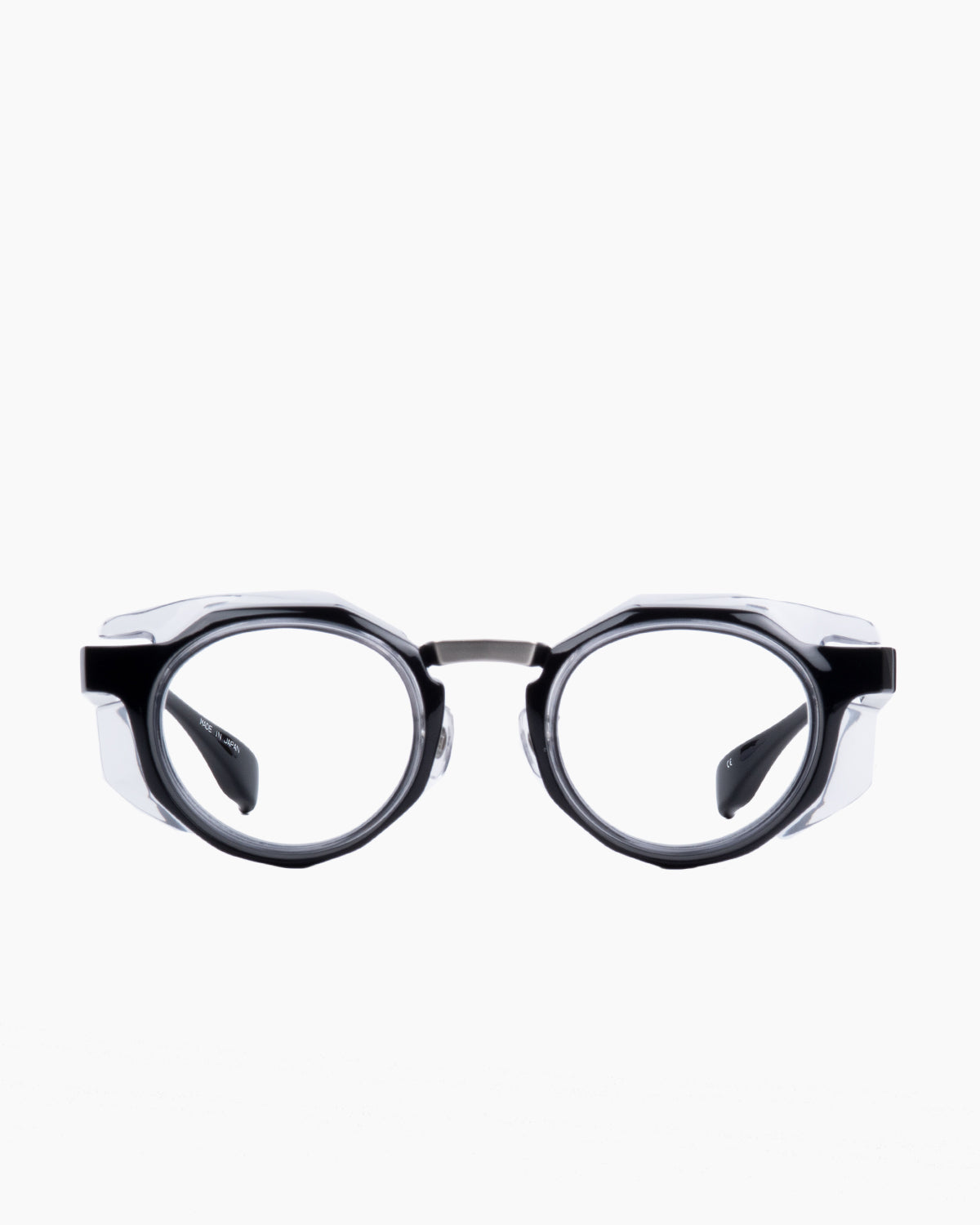 black plastic round eyeglasses by Factory 900 model RF056, front view, lunettes de vue Noir rond