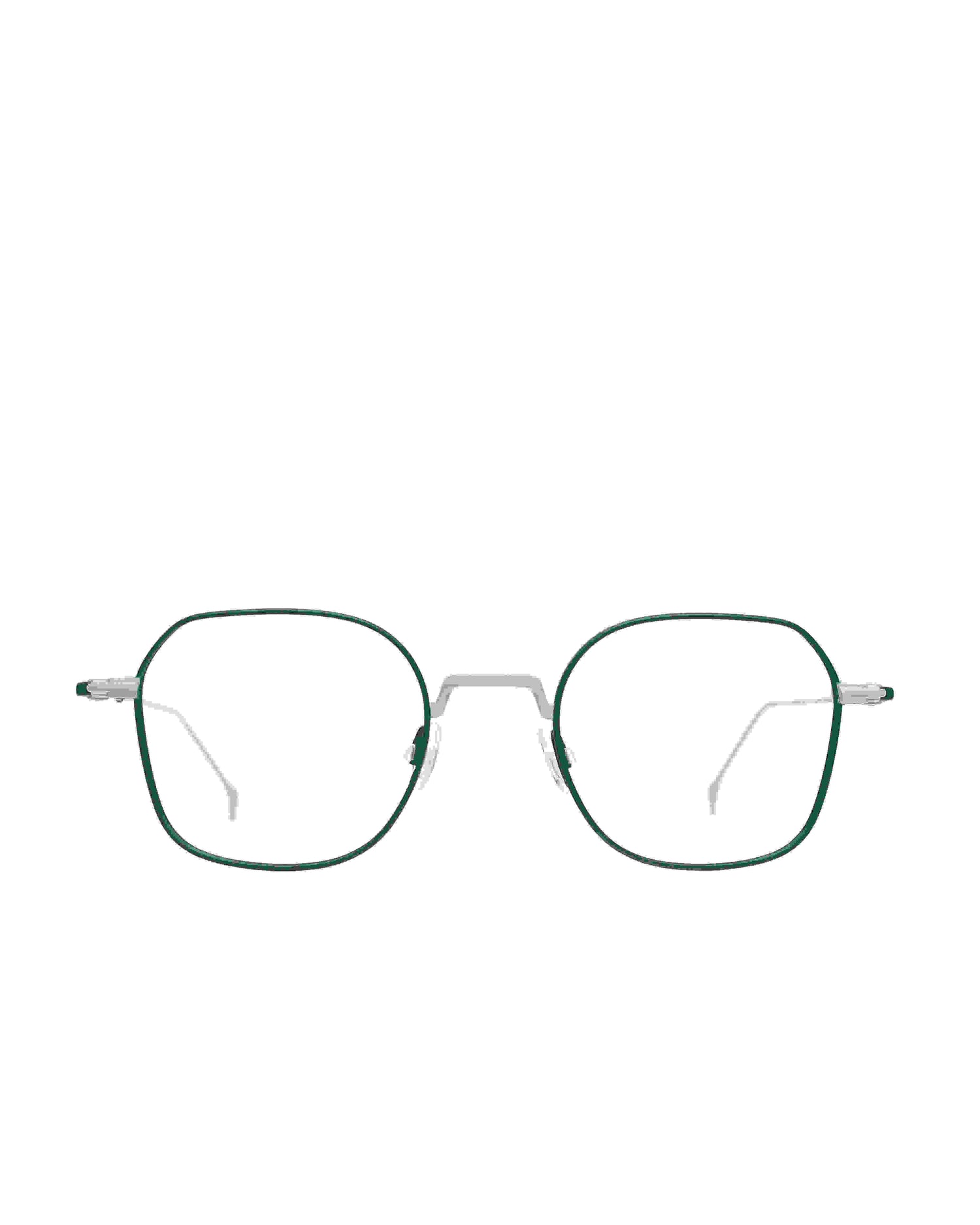 black metal octogon eyeglasses by Anne et Valentin model burton, front view, lunettes de vue Noir 