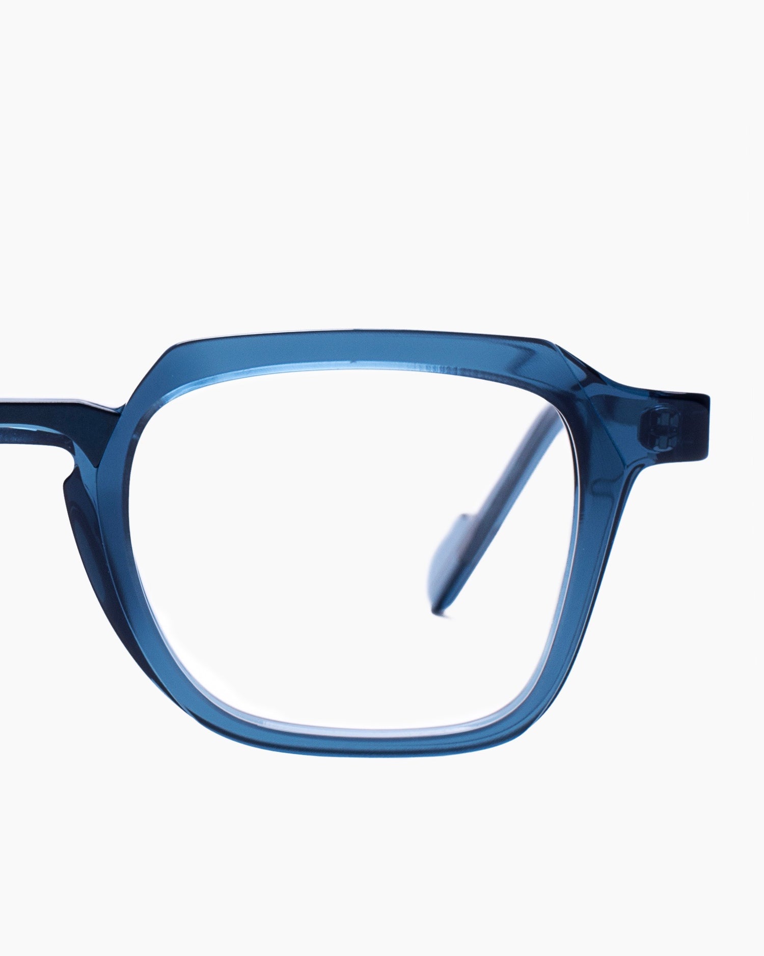 blue plastic rectangle eyeglasses by Anne et Valentin model Henri, front view, lunettes de vue rectangle couleur Bleu