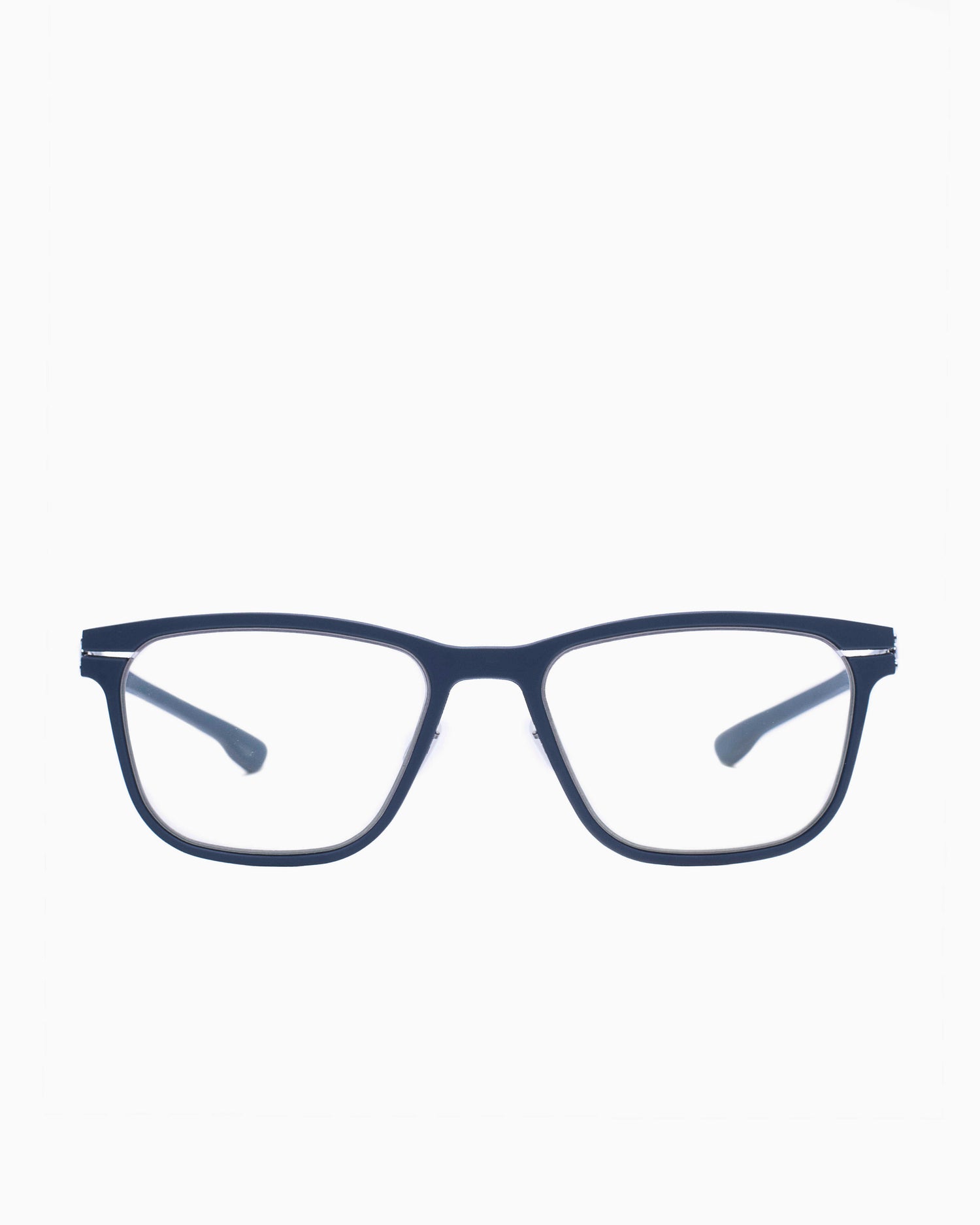 blue metal rectangle eyeglasses by Ic Berlin model dahlitzc, front view, lunettes de vue Bleu rectangle