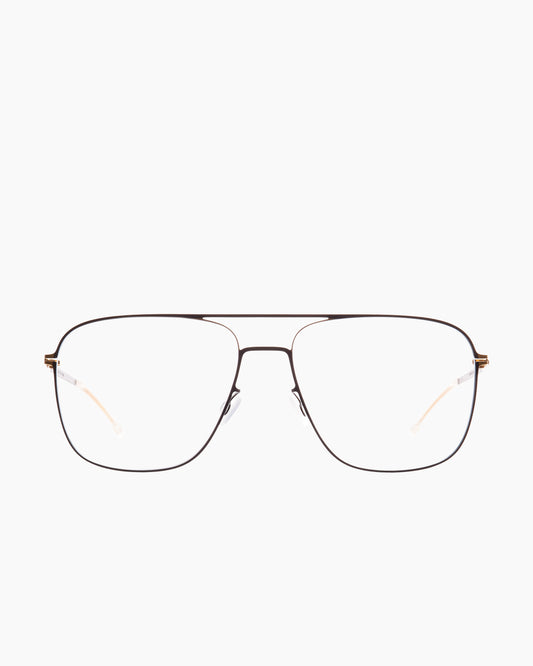 black metal aviator eyeglasses by Mykita model Steen, front view, lunettes de vue aviateur couleur noir