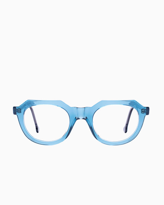 blue plastic oval eyeglasses by Marie-Sophie Dion model Boutcheri, front view, lunettes de vue ovale couleur Bleu