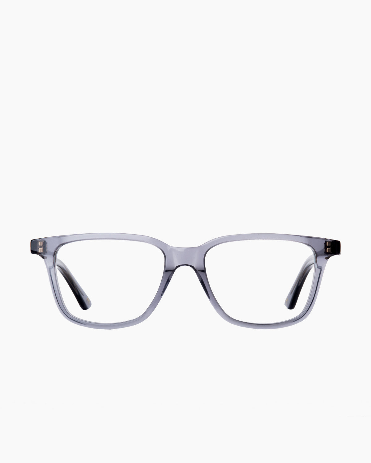 grey plastic rectangle eyeglasses by Spectacleeyeworks model Ilan, front view, lunettes de vue gris rectangle