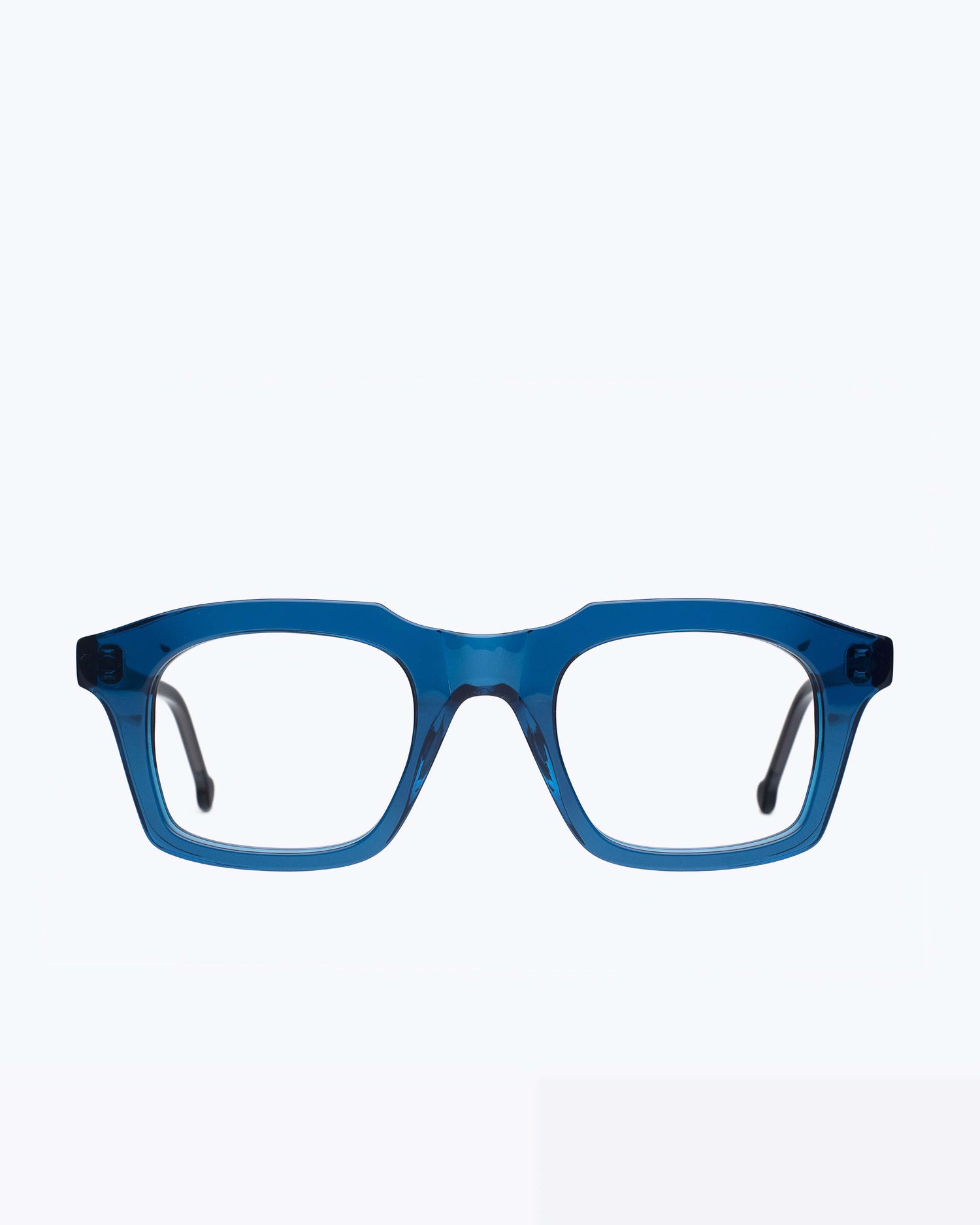 blue plastic rectangle eyeglasses by Marie-Sophie Dion model DiMaria, front view, lunettes de vue rectangle couleur Bleu