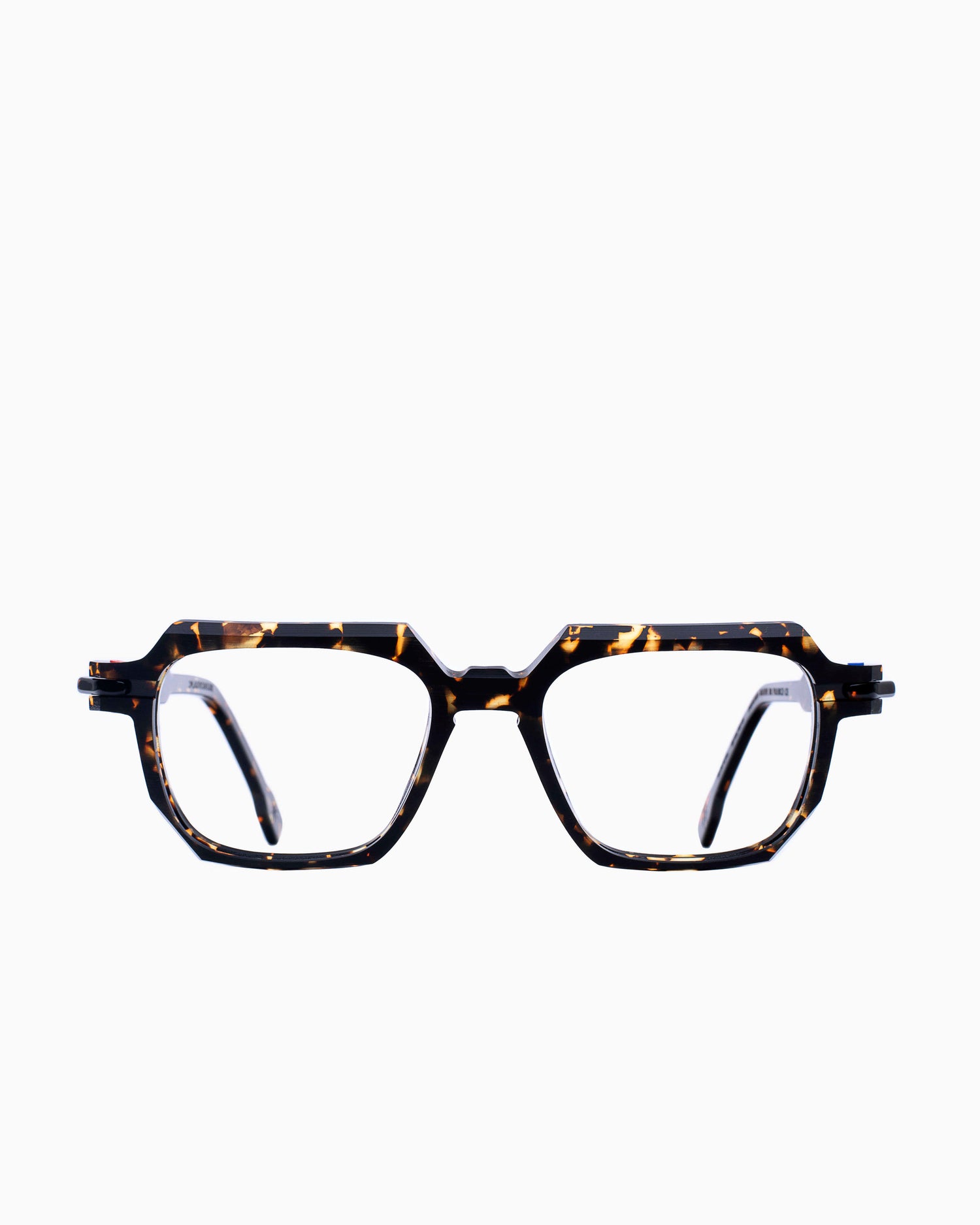 tortoise plastic rectangle eyeglasses by PlasticDeLux model Saul, front view, lunettes de vue Écaille de tortue rectangle
