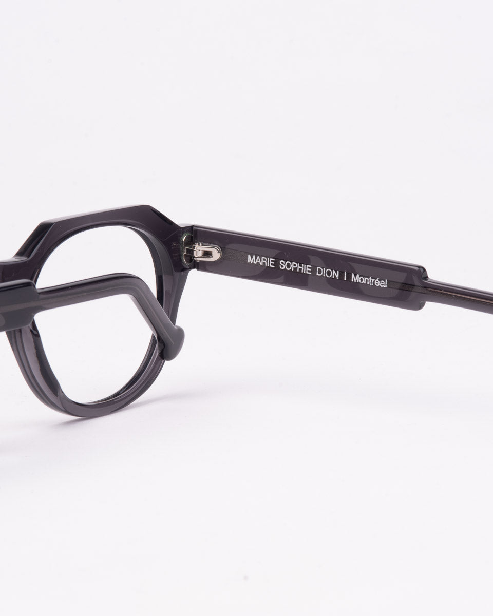 grey plastic oval eyeglasses by Marie-Sophie Dion model Boutcheri, front view, lunettes de vue ovale couleur Gris