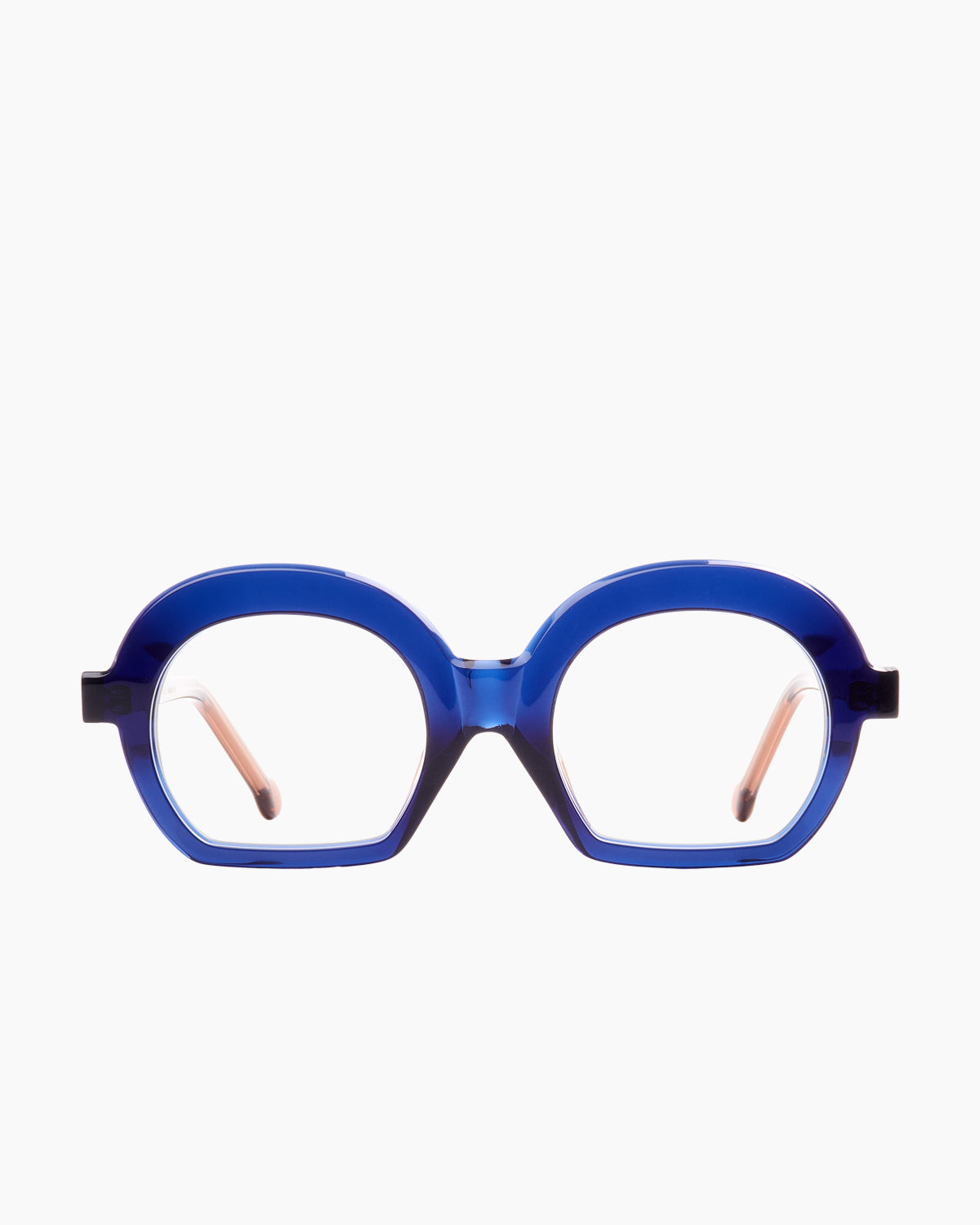 blue plastic oval eyeglasses by Marie-Sophie Dion model Diroma, front view, lunettes de vue ovale couleur Bleu