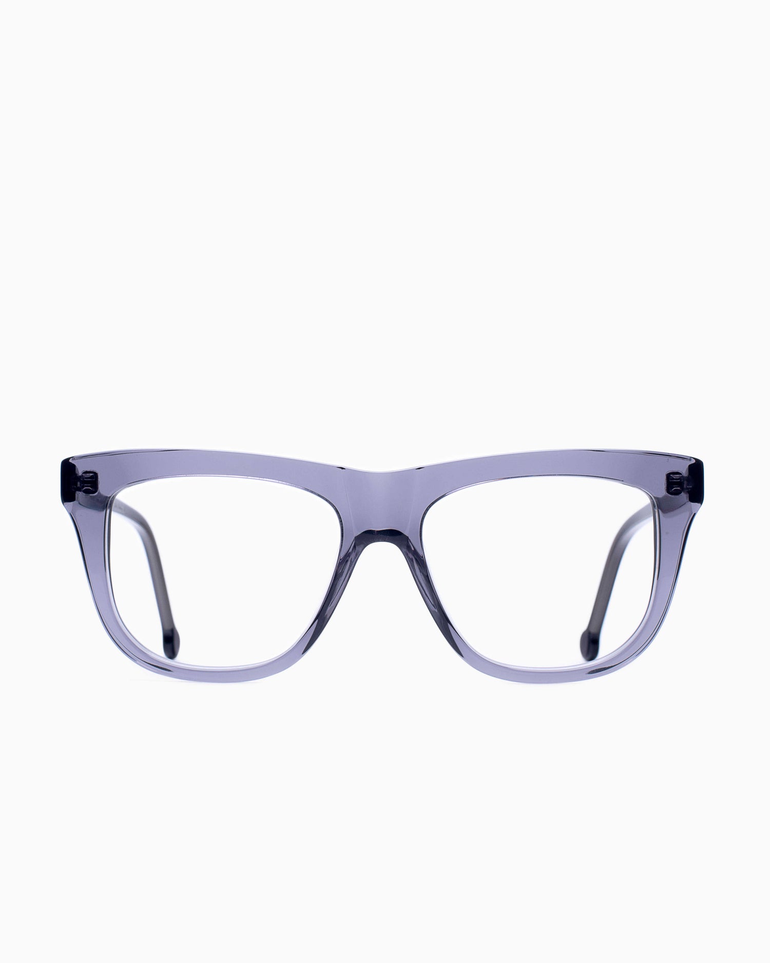 grey plastic rectangle eyeglasses by Marie-Sophie Dion model Pepin, front view, lunettes de vue rectangle couleur Gris