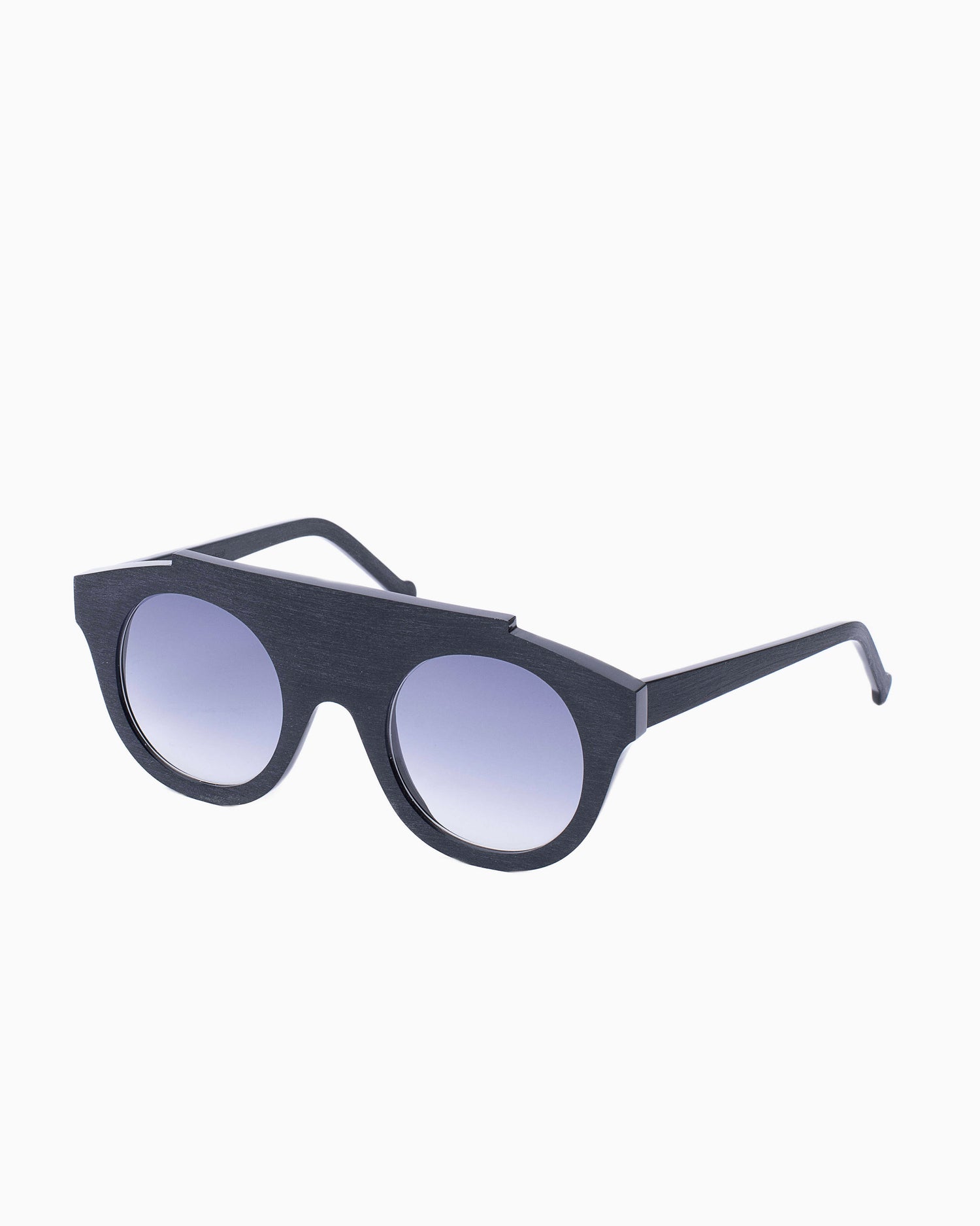 black plastic aviator  sunglassesby Marie-Sophie Dion model Buxton.S ST, front view, lunettes de vue aviateur couleur Noir