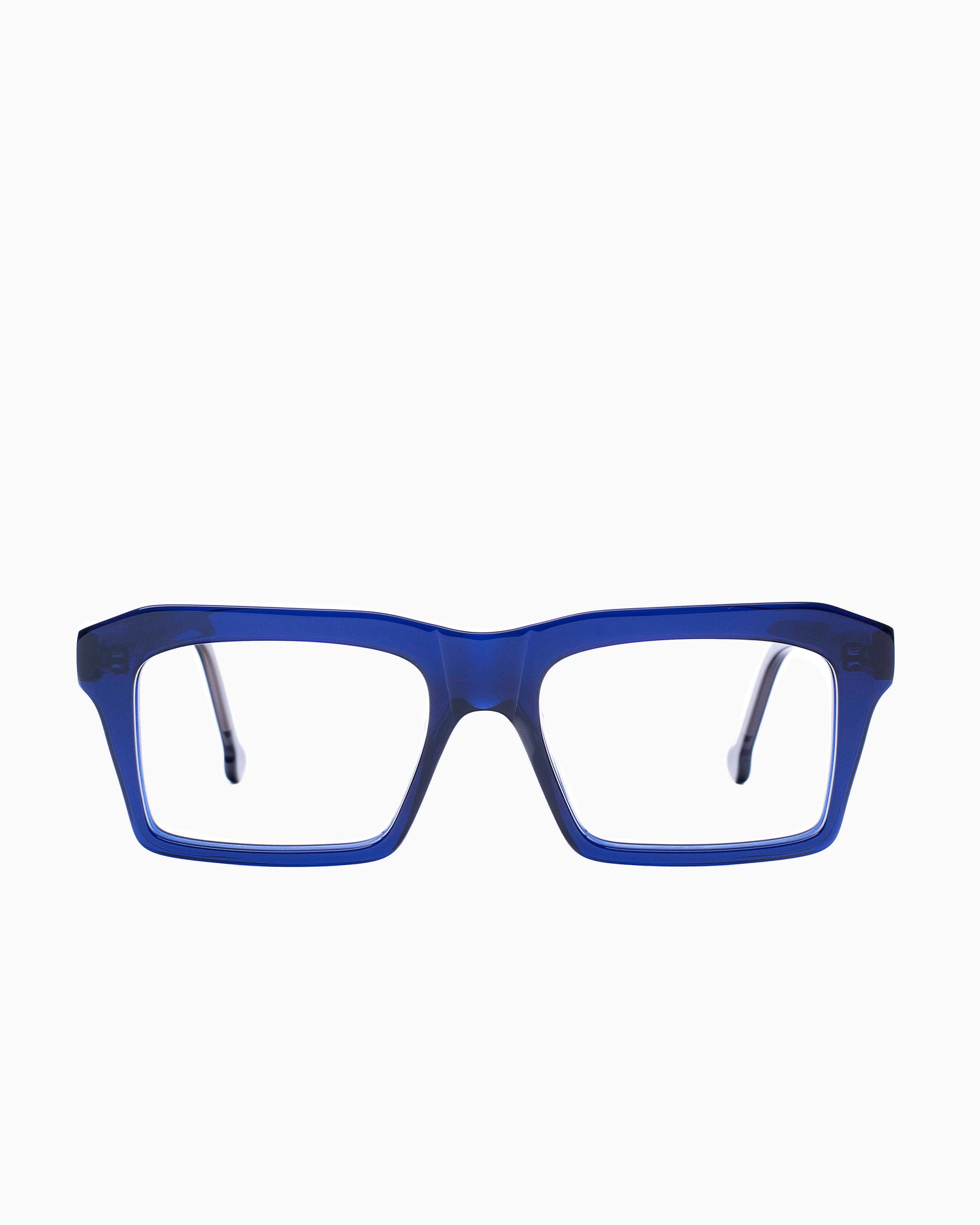blue plastic rectangle eyeglasses by Marie-Sophie Dion model Kirk, front view, lunettes de vue Bleu rectangle