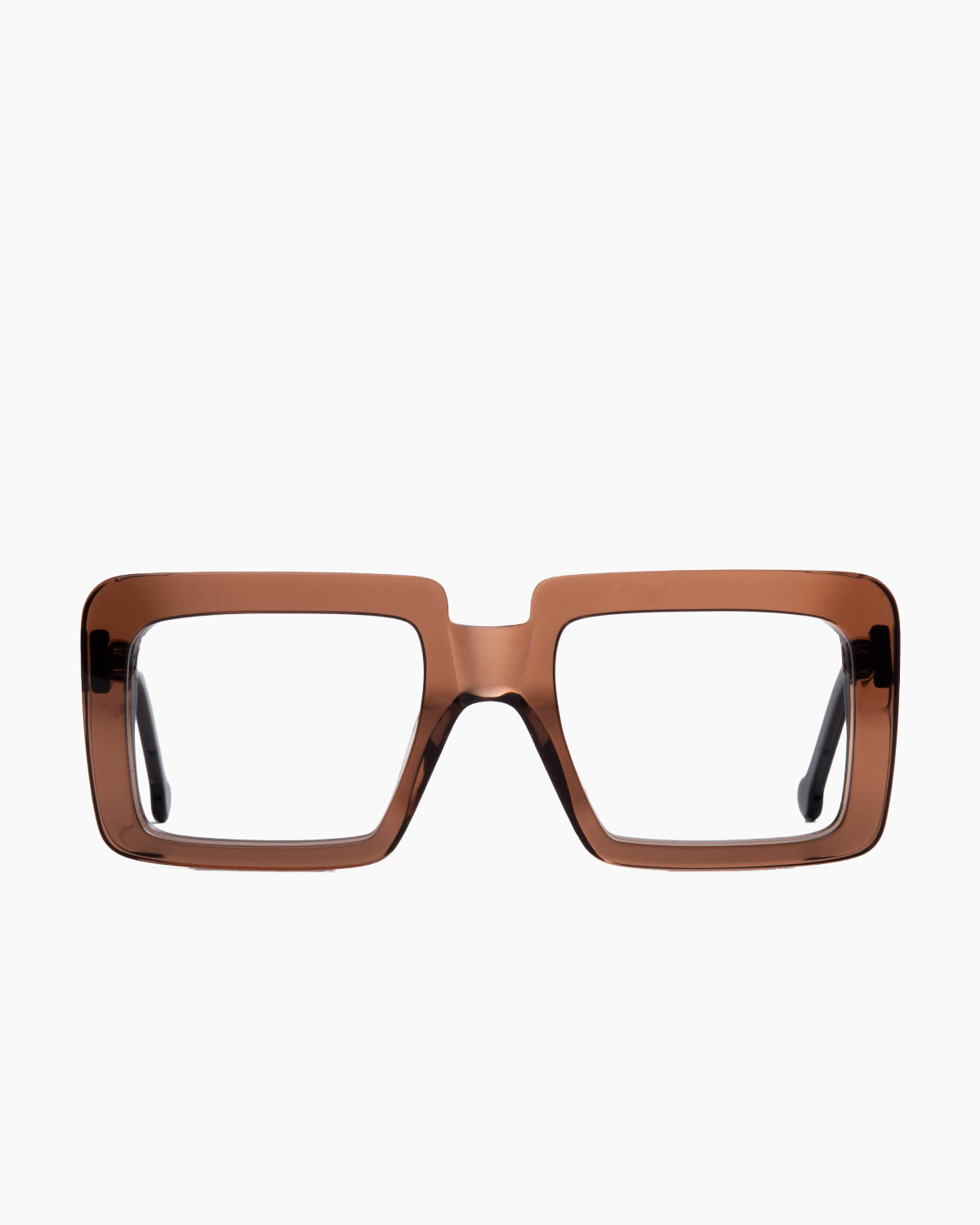 brown plastic rectangle  by Marie-Sophie Dion model Anto, front view, lunettes de vue brun rectangle