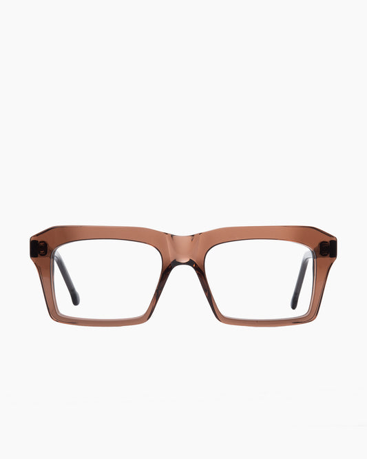 brown plastic rectangle eyeglasses by Marie-Sophie Dion model Kirk, front view, lunettes de vue rectangle couleur brun