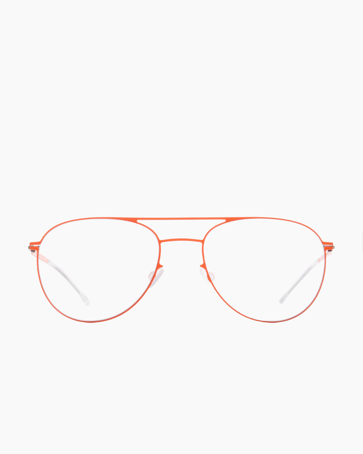 orange metal aviator eyeglasses by Mykita model Niken, front view, lunettes de vue aviateur couleur orange