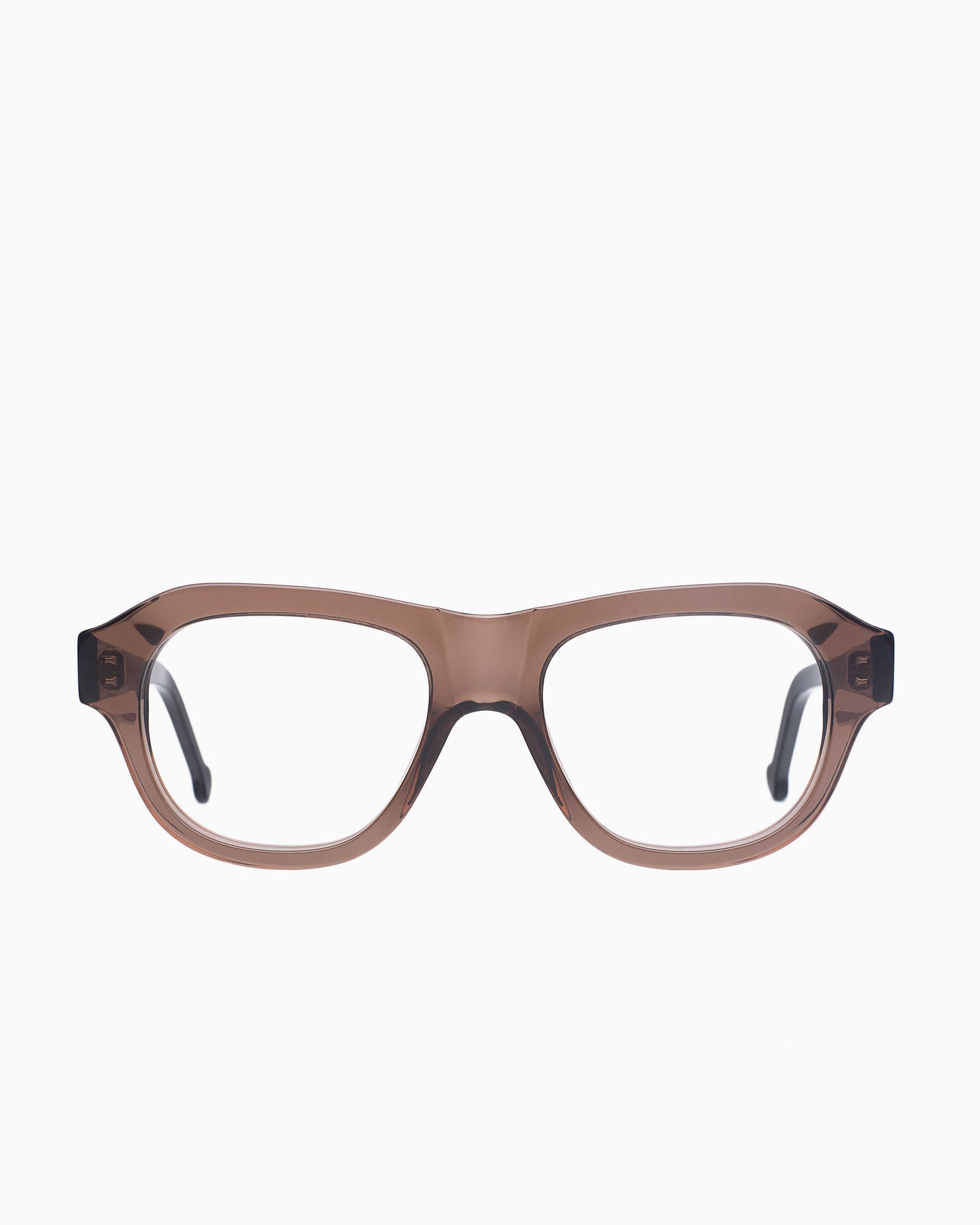 brown plastic aviator eyeglasses by Marie-Sophie Dion model Alain, front view, lunettes de vue aviateur couleur Brun