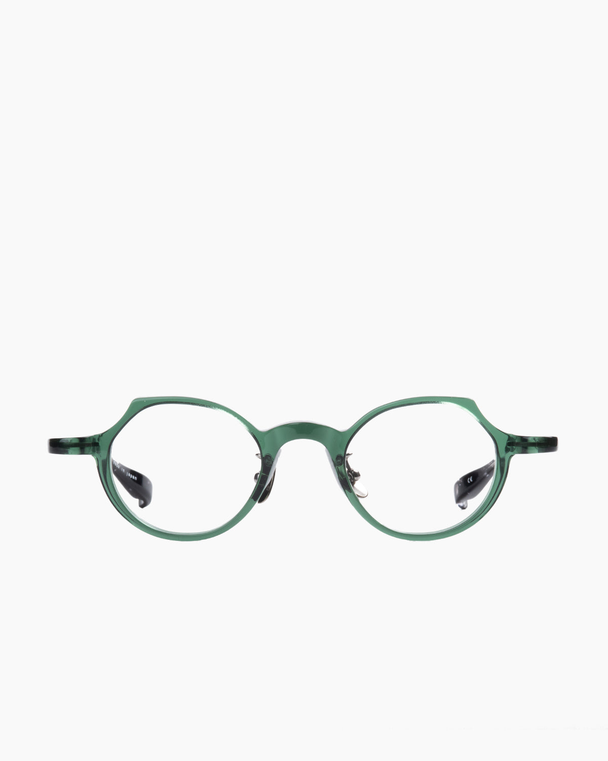 green plastic round eyeglasses by Factory 900 model mimi, front view, lunettes de vue vert rond