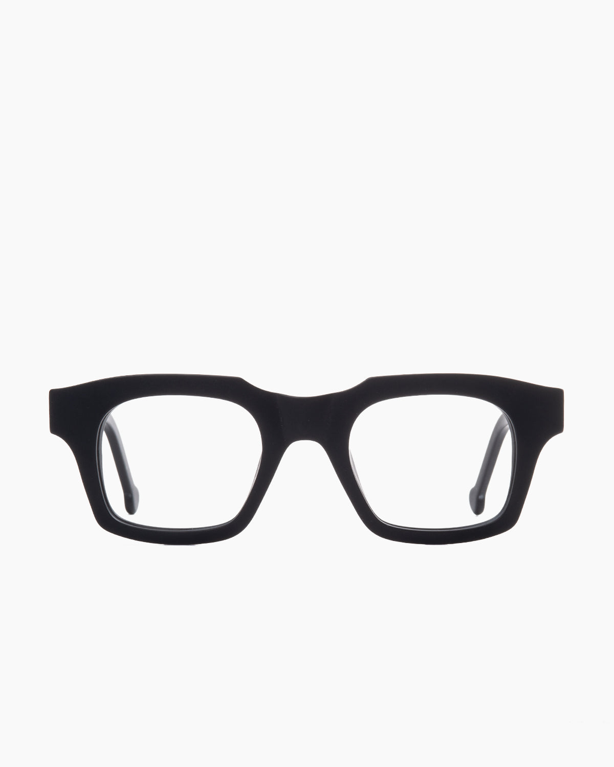 black plastic rectangle eyeglasses by Marie-Sophie Dion model DiMaria, front view, lunettes de vue noir rectangle