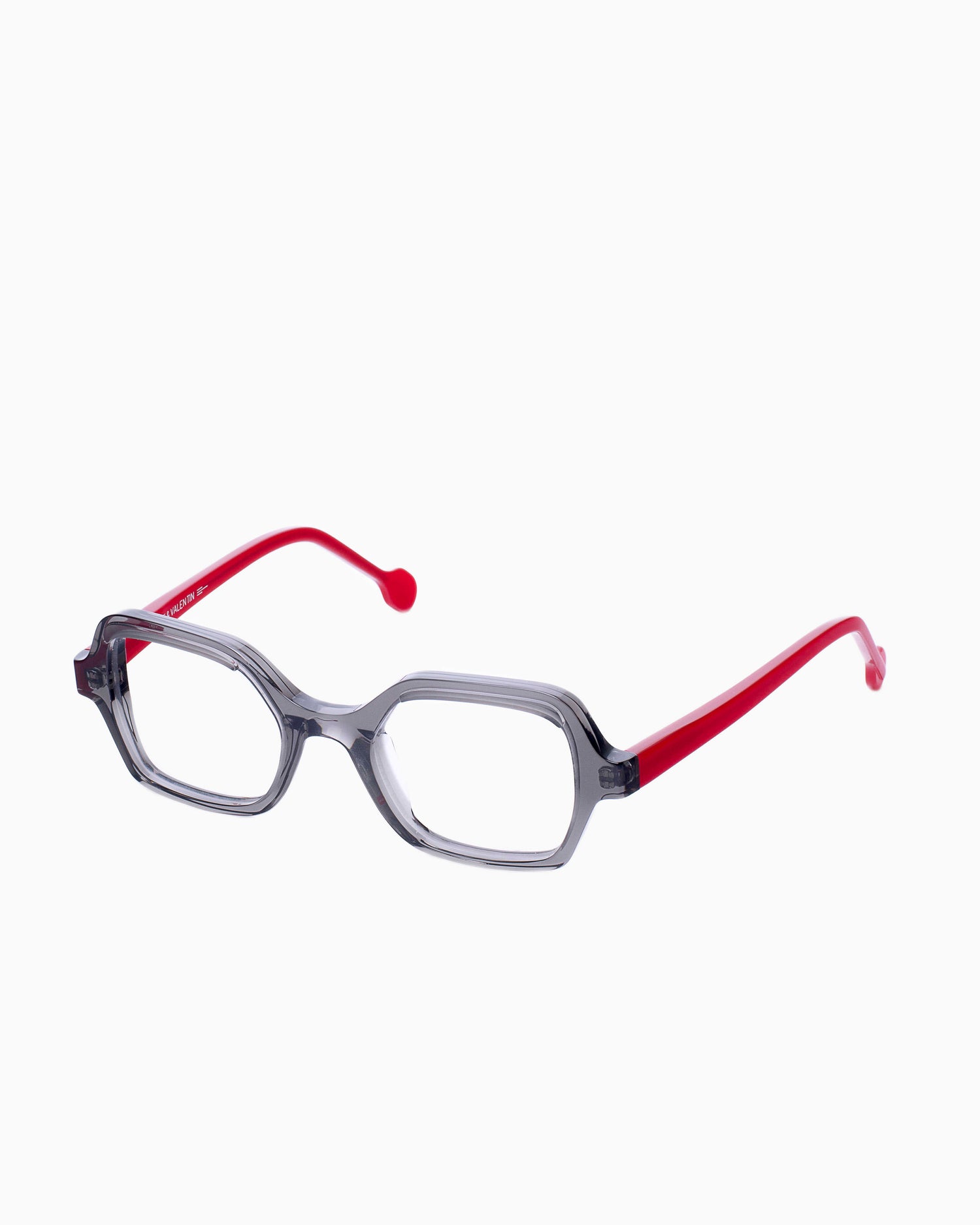 grey plastic butterfly eyeglasses by Anne et Valentin model Iwish, front view, lunettes de vue Gris papillon