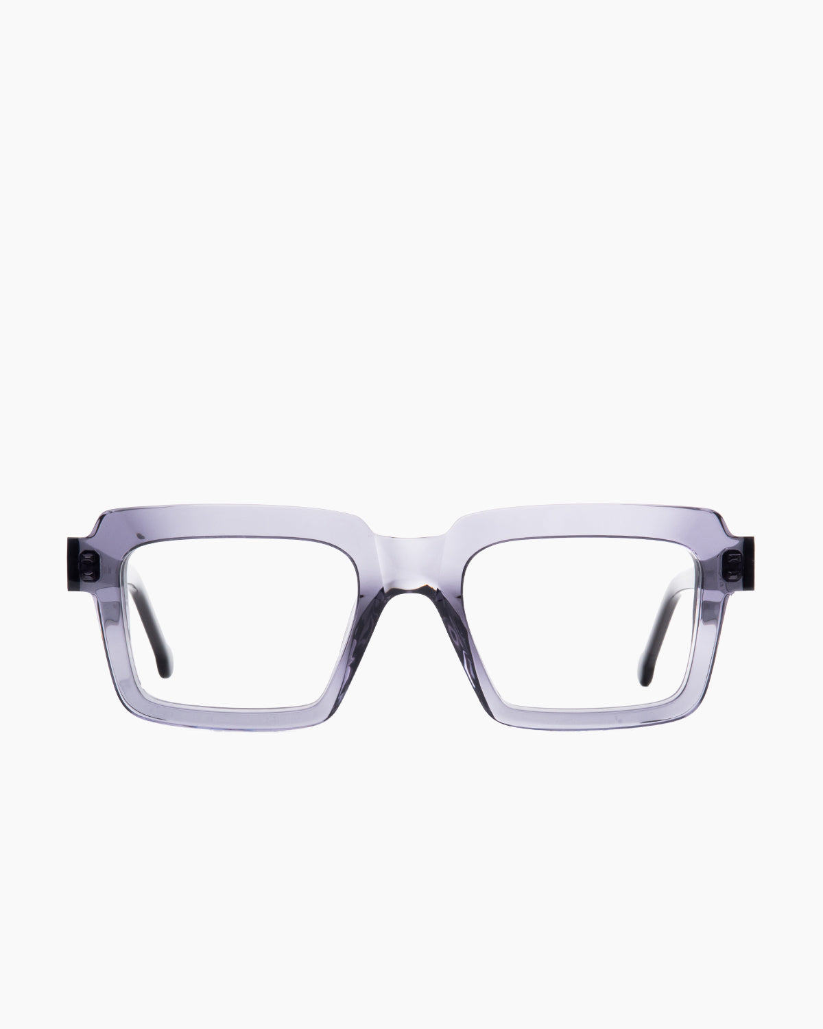 grey plastic rectangle eyeglasses by Marie-Sophie Dion model Flemming, front view, lunettes de vue rectangle couleur gris