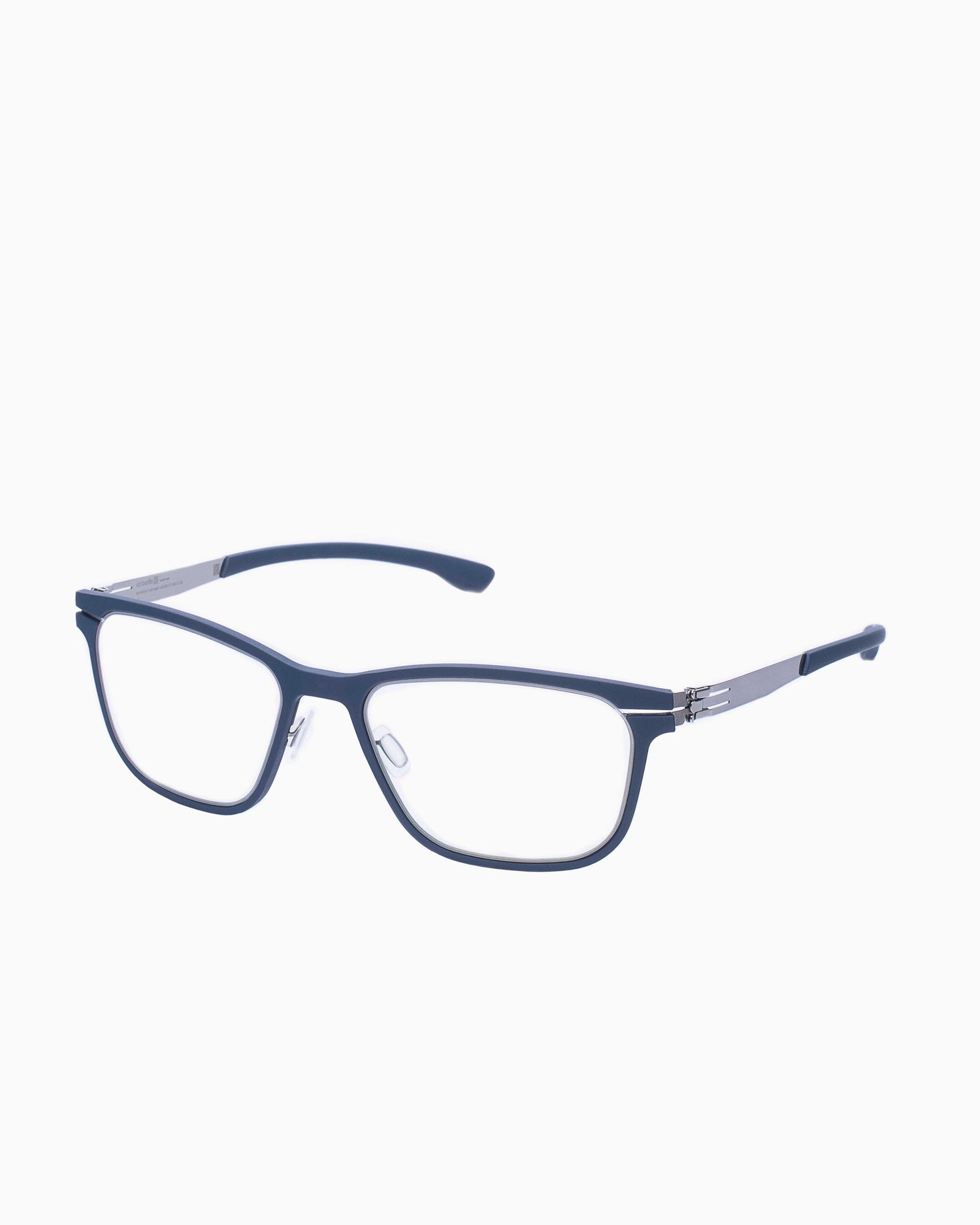blue metal rectangle eyeglasses by Ic Berlin model dahlitzc, front view, lunettes de vue Bleu rectangle