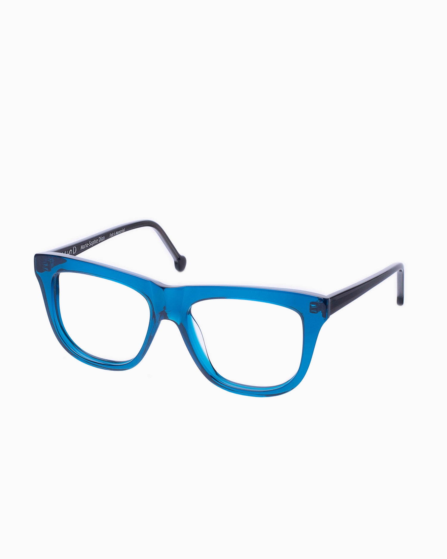 blue plastic rectangle eyeglasses by Marie-Sophie Dion model Pepin, front view, lunettes de vue rectangle couleur Bleu