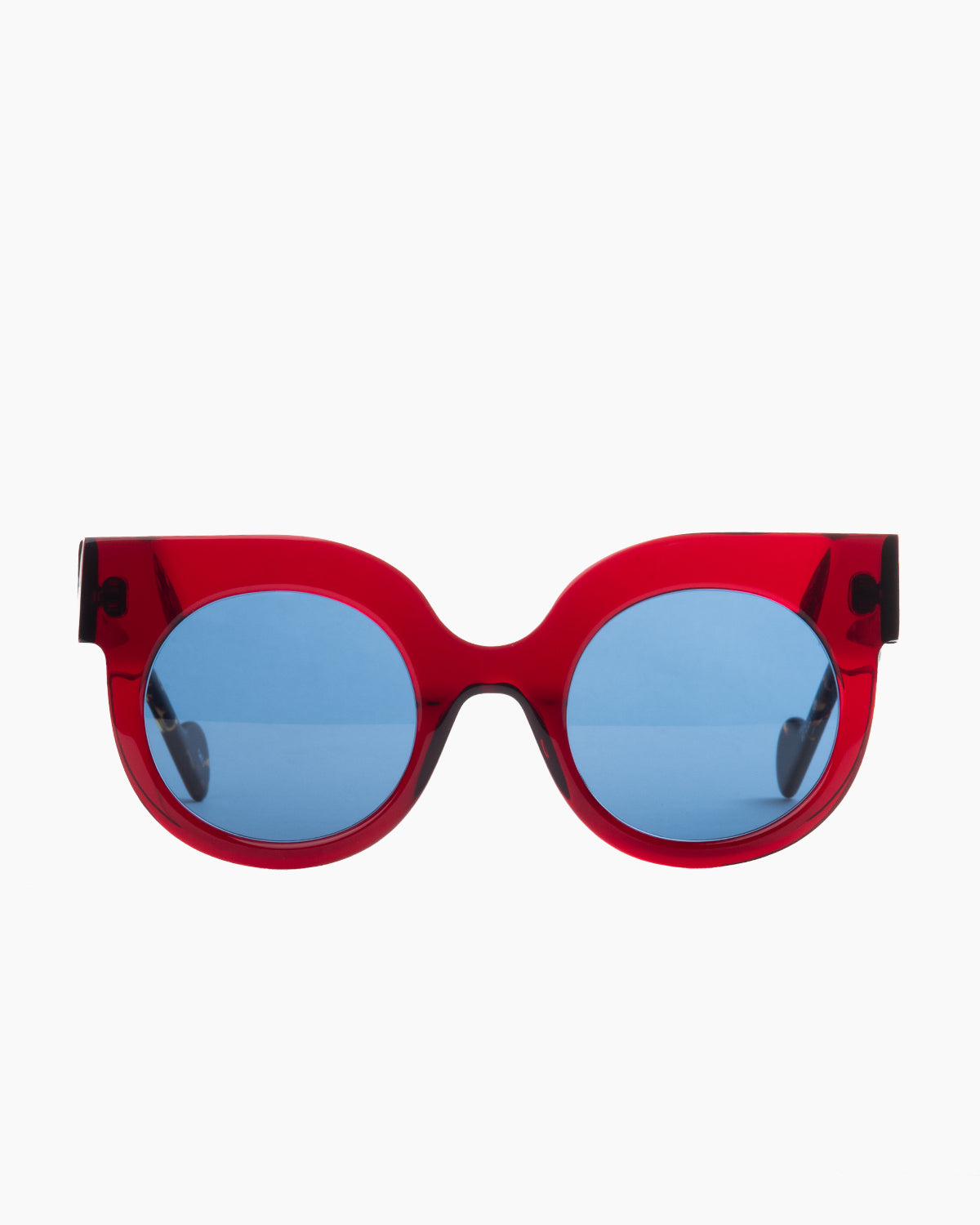burgundy plastic round  sunglassesby Anne et Valentin model saskia, front view, lunettes de vue rond couleur bourgogne