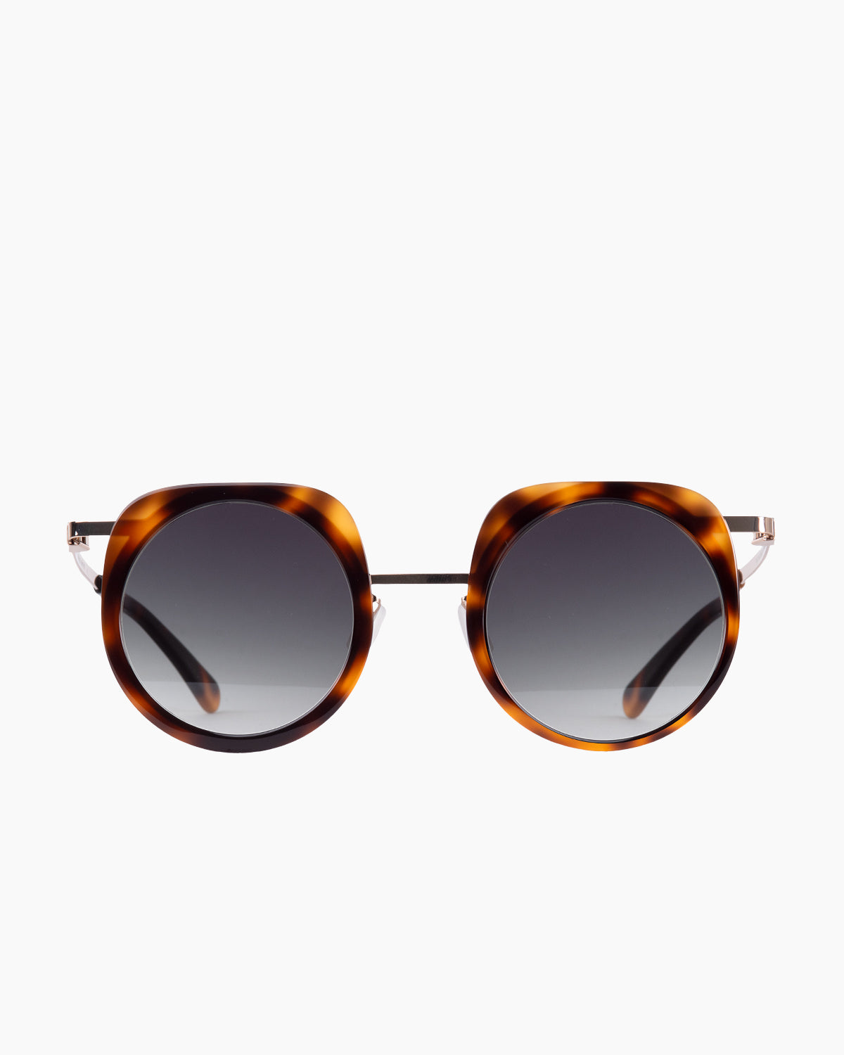 tortoise metal round  sunglassesby Gamine model HublotSödermalm, front view, lunettes de vue rond couleur Écaille de tortue