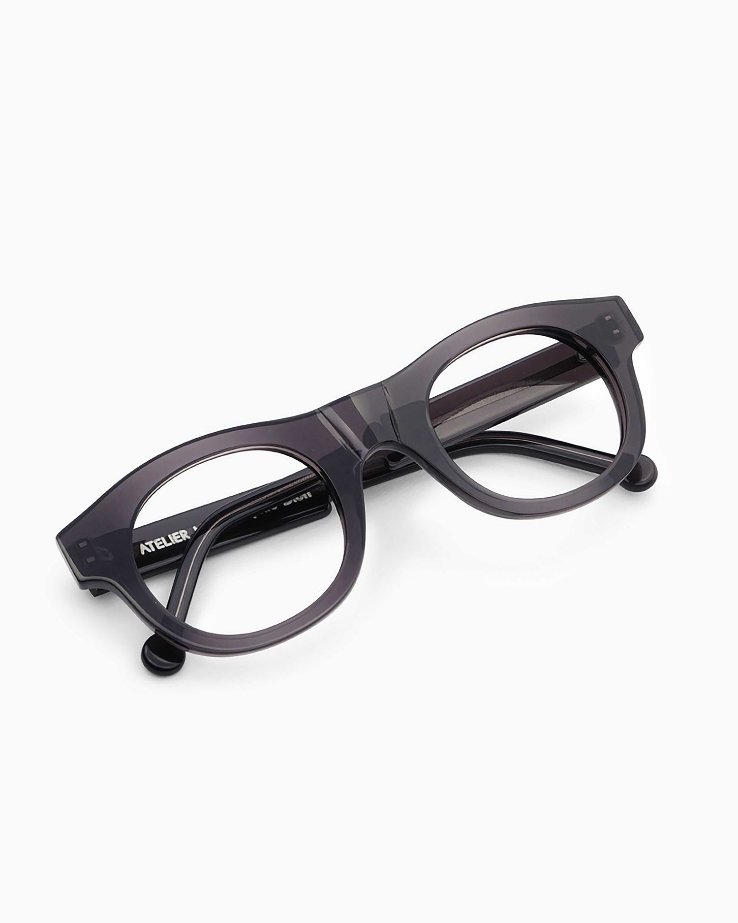 grey plastic oval eyeglasses by Marie-Sophie Dion model Yamamoto, front view, lunettes de vue ovale couleur Gris