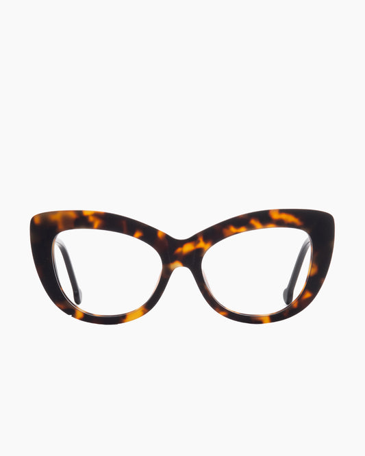 tortoise plastic cat eyeglasses by Marie-Sophie Dion model Gatsby, front view, lunettes de vue chat couleur écaille de tortue