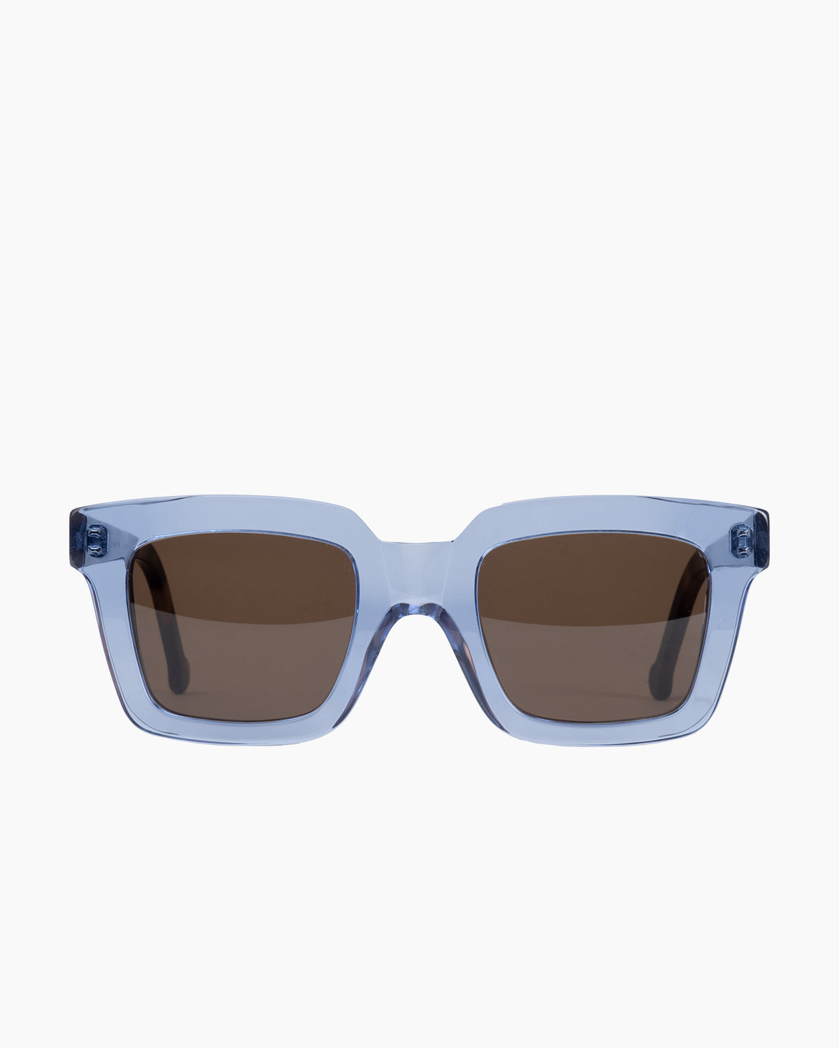 blue plastic rectangle  sunglassesby Marie-Sophie Dion model WilkySUN, front view, lunettes de vue rectangle couleur Bleu