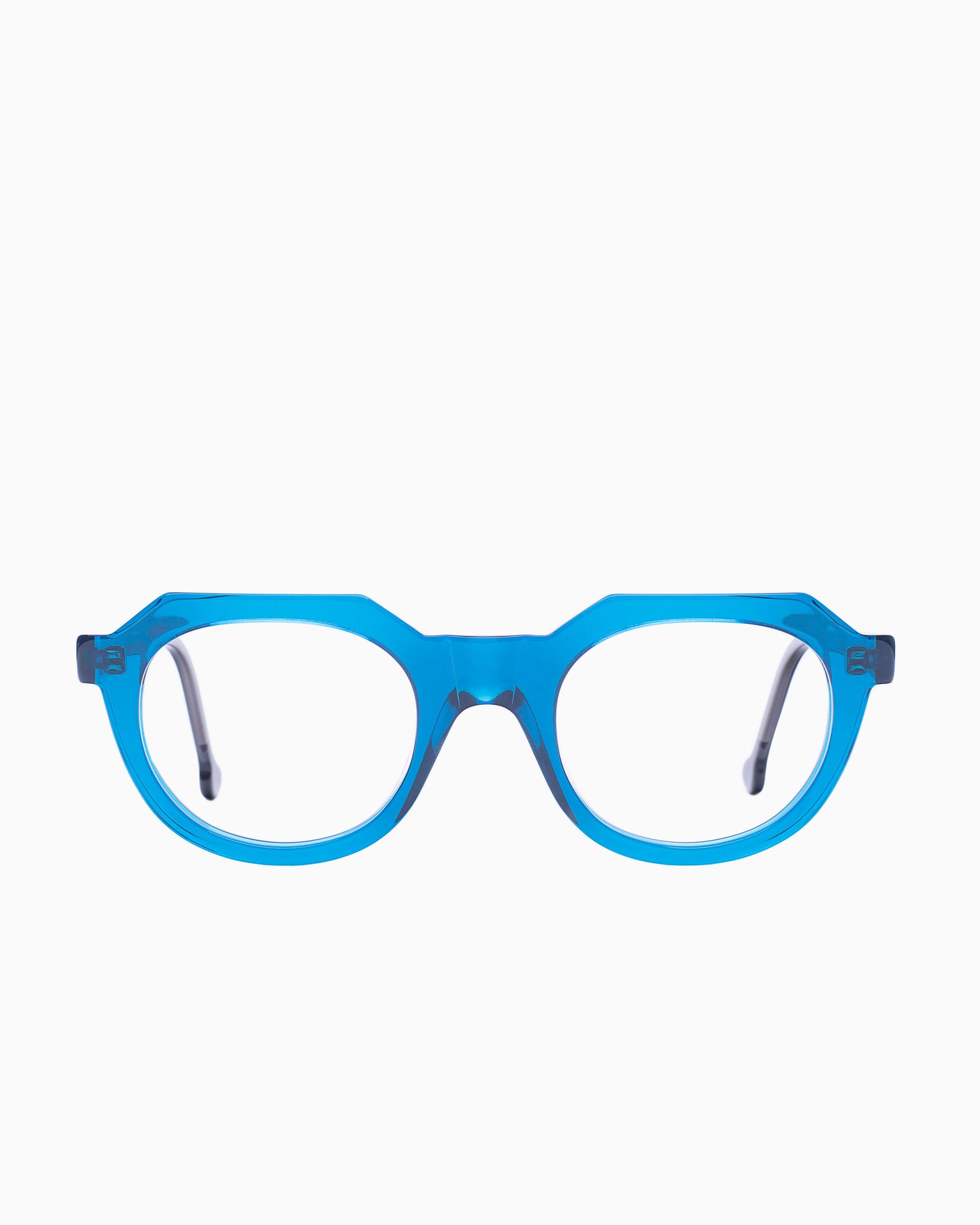 blue plastic oval eyeglasses by Marie-Sophie Dion model Boutcheri, front view, lunettes de vue ovale couleur Bleu